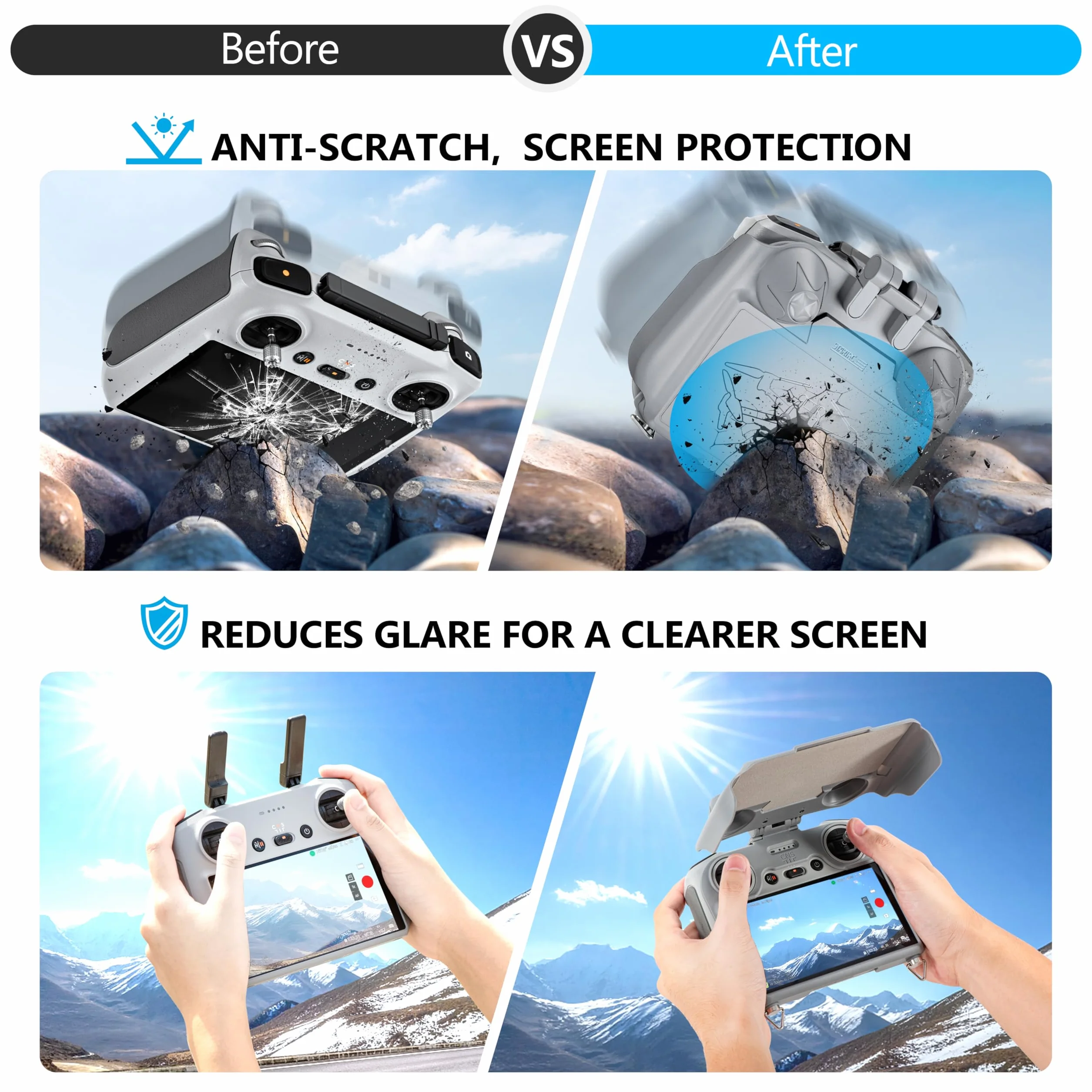 STARTRC Osłona przeciwsłoneczna Mini 5 Pro z paskiem do DJI LITO X1/Mini 5/4/3/Neo/Air 3/Air 3S, ochrona dla RC 2 i kontrolera, joysticka, ochrona ekranu