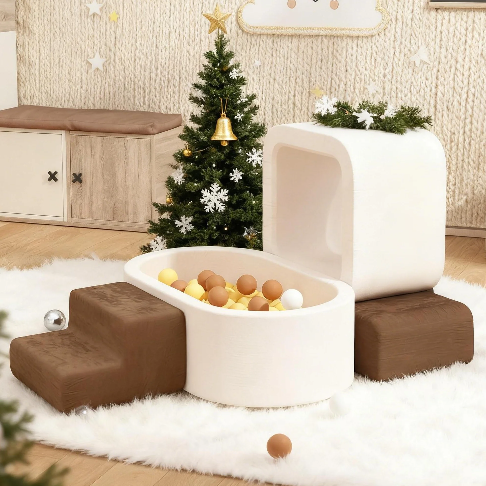 BanaSuper Zestaw softplay piankowe klocki XXL dla małych dzieci z basenem plac zabaw do wspinaczki i raczkowania