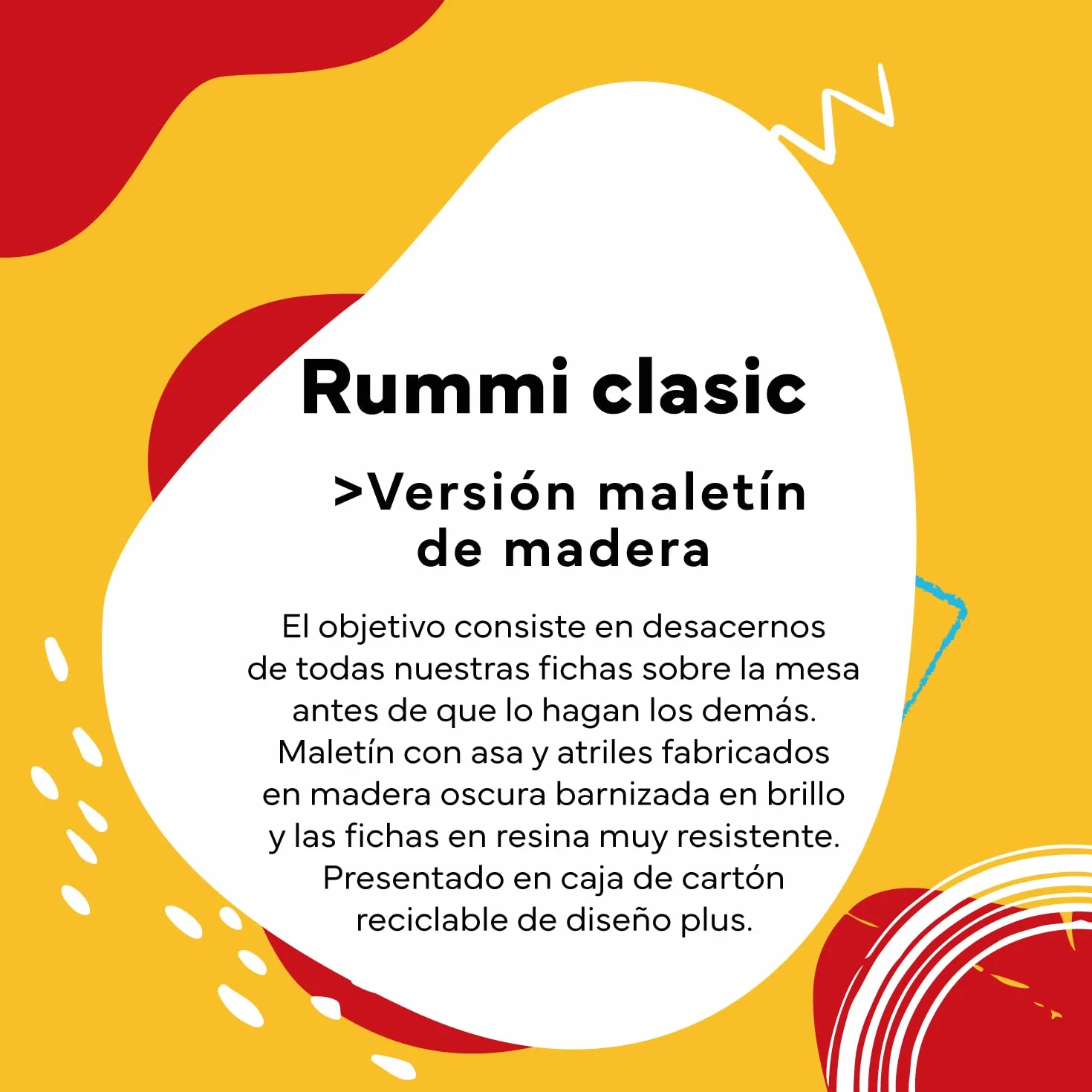Cayro - Rummi Classic - Elegancki model - + 8 - Zabawna gra planszowa - Idealna dla dzieci i dorosłych - Walizka i 4 drewniane uchwyty - 2 do 4 graczy