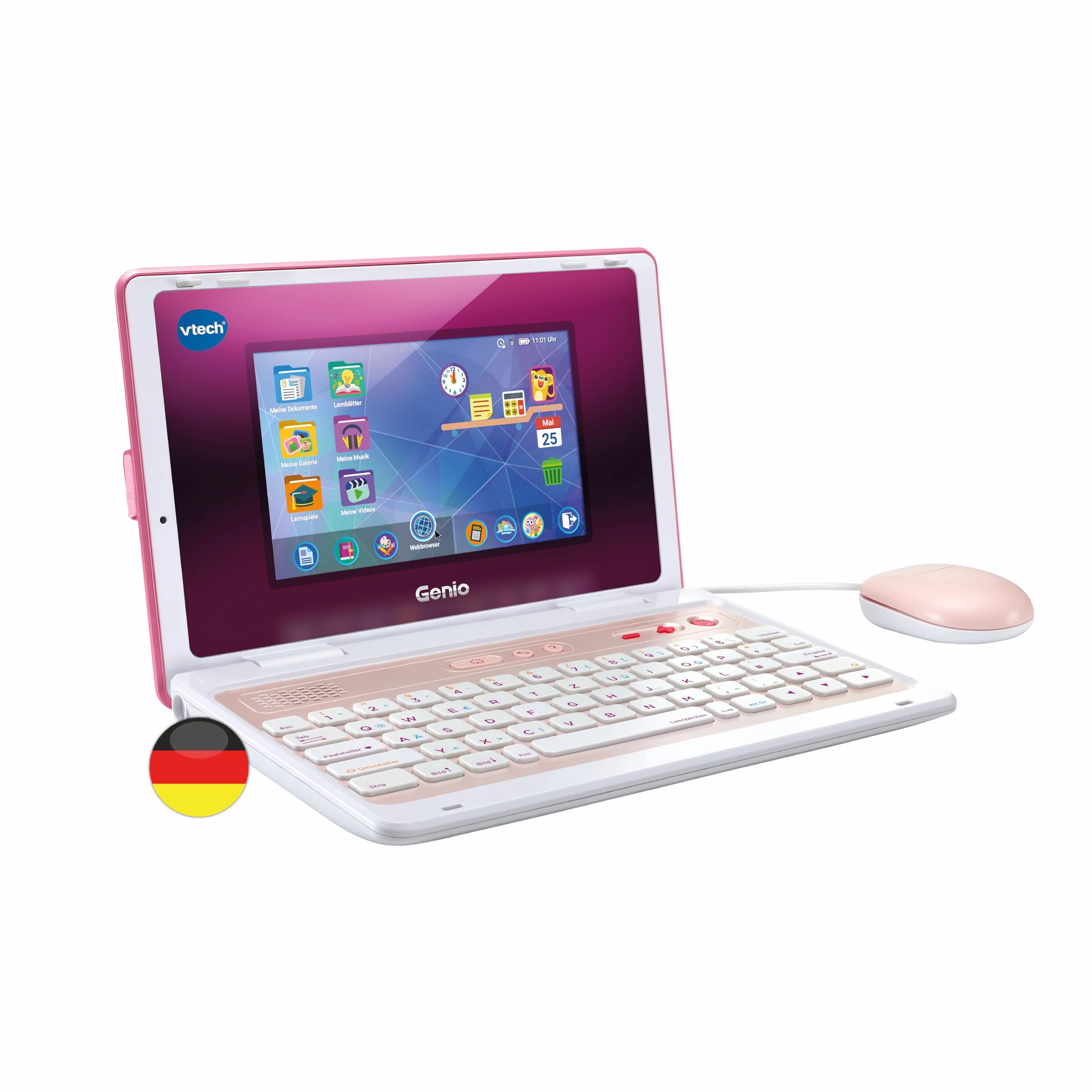 VTech Genio laptop edukacyjny XL różowy – komputer edukacyjny z dużym ekranem LCD o przekątnej 7" z dostępem do Internetu, programem tekstowym i wieloma treściami edukacyjnymi – dla dzieci w wieku