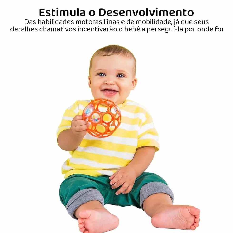Bright Starts Oball Easy-Grasp grzechotka bez BPA zabawka dla niemowląt w kolorze czerwonym, wiek noworodka i więcej, 10 cm