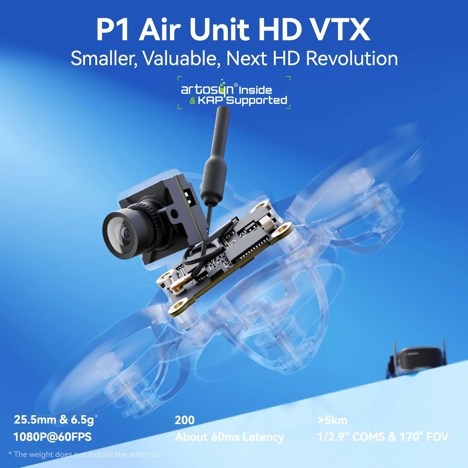 BETAFPV P1 Jednostka HD VTX z 1080P/60FPS, opóźnienie 60ms, maksymalny zasięg 5KM, 1/2.9'' sensor CMOS, 170° UoP, ultralekkie, wsparcie Plug-Play z FC/USB dla DIY 1S HD Cine Whoop jak Meteor75 Pro