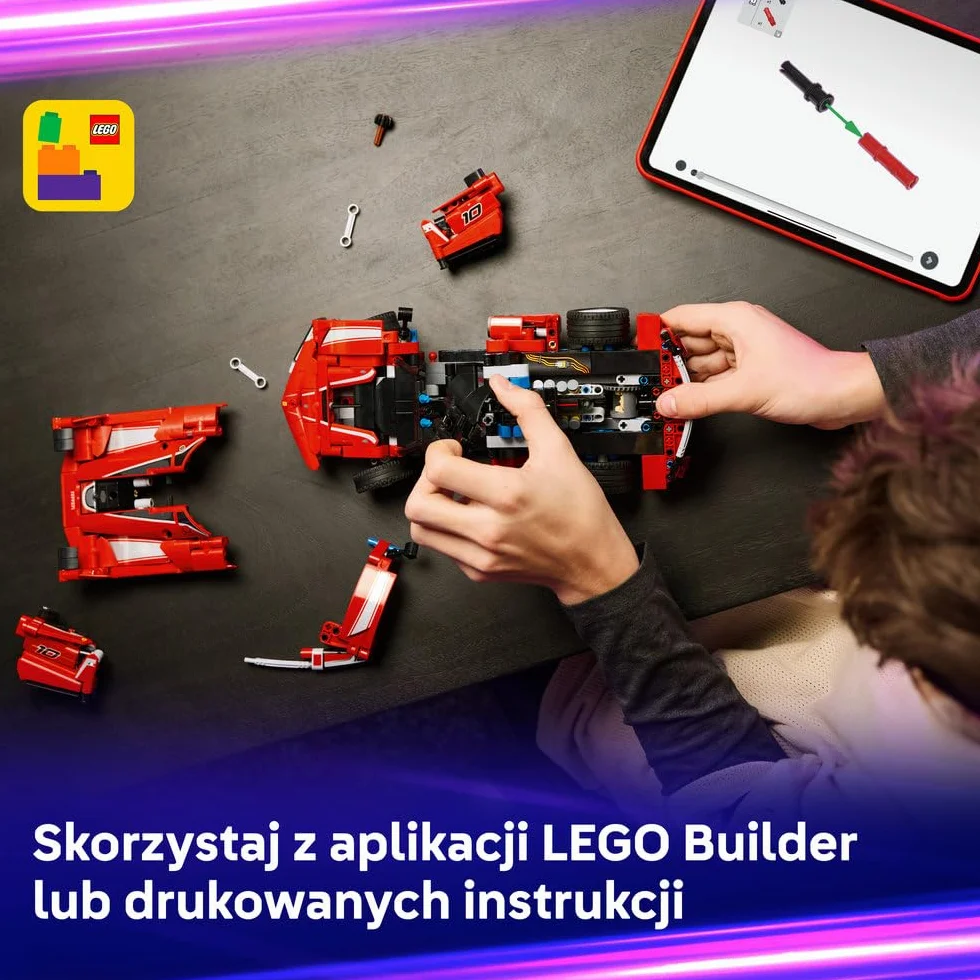 LEGO Technic Ferrari FXX K, model samochodu do składania dla dzieci i fanów motoryzacji, zabawka konstrukcyjna, pomysł na prezent dla 10-latka i dekoracje do pokoju chłopca i dziewczynki 42212
