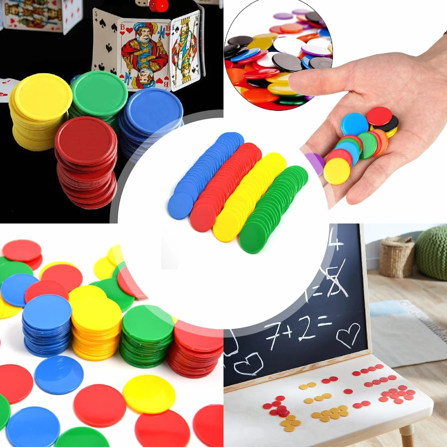Zliczanie żetonów do gier, z tworzywa sztucznego, 160 sztuk, kolorowe żetony Bingo, licznik kolorów do matematyki lub gier