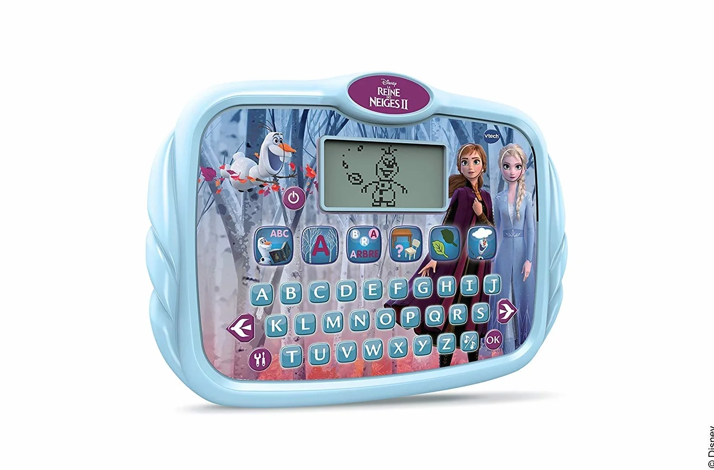 VTech - Disney Królowa Śniegu 2, super tablet edukacyjny, tablet dla dzieci z podświetlanym ekranem, klawiaturą abcecedialną, 6 zajęć i gier, prezent dla dzieci w wieku od 3 lat do 7 lat - zawartość w