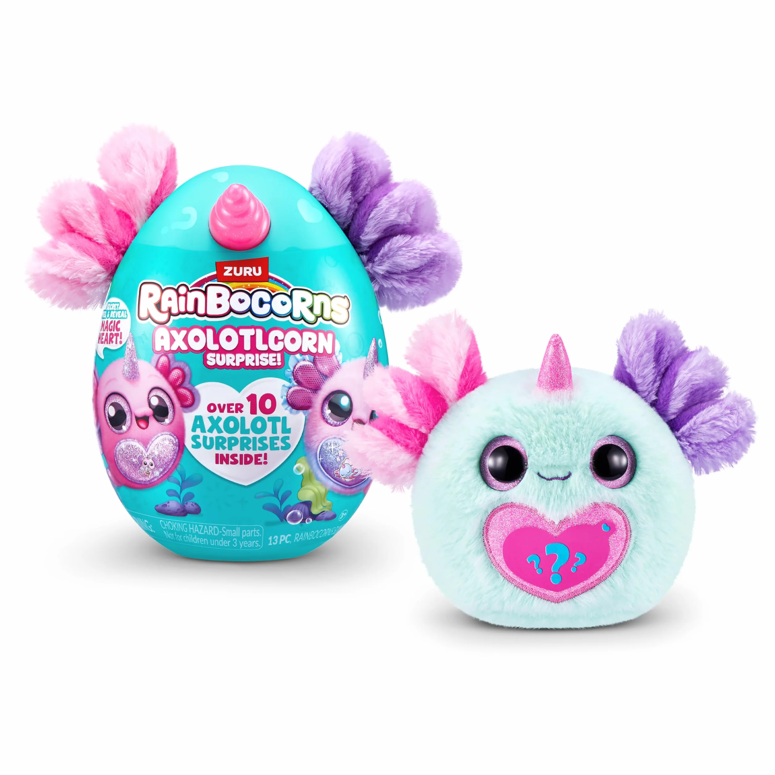 Rainbocorns -SERIA SPARKLE HEART SURPRISE 1-AXOLOTLCORN NIESPODZIANKA Zielony aksolotl