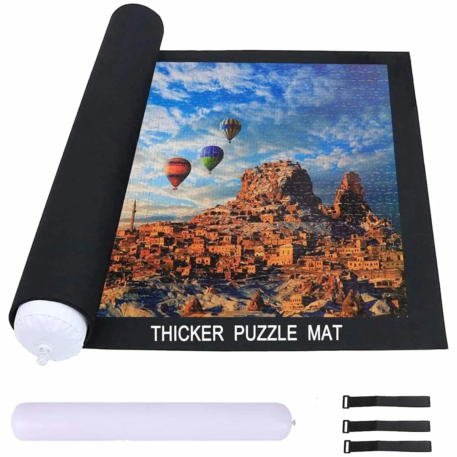 Celawork Mata puzzli do BIS 200, 500, 1000 elementów - podkładka pod puzzle, mata rolowana do przechowywania (czarna, do 1000)