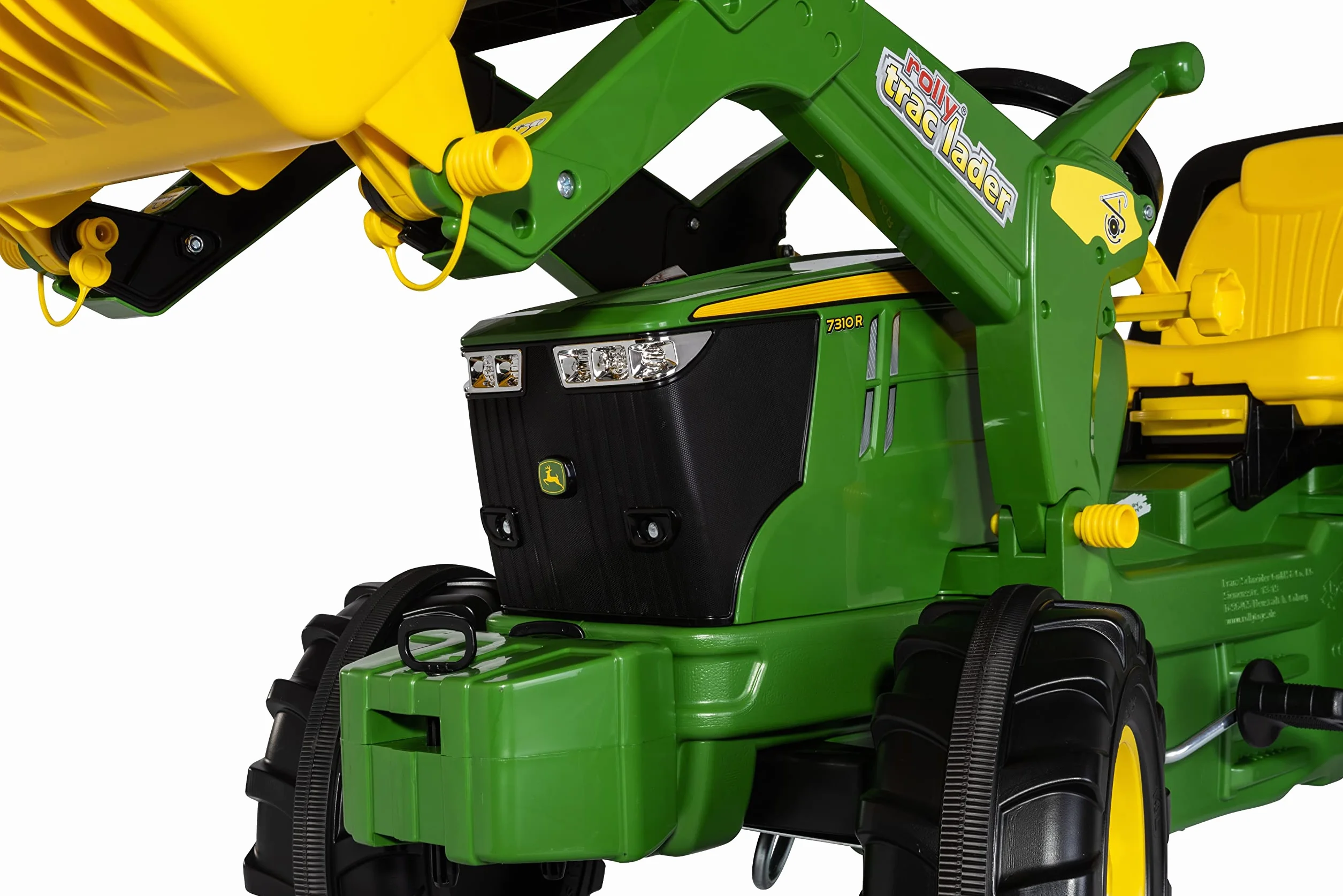Rolly Toys Traktor na pedały RollyFarmtrac Premium John Deere 7R 730032 (w zestawie ładowarka rollyTrac, od 3 lat, siedzisko z regulacją długości i wysokości, opony szeptane), zielony