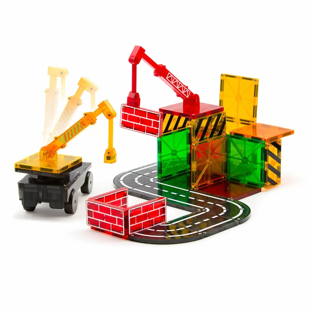 Magna-Tiles Budowniczy 32-częściowy zestaw, oryginalne magnetyczne płytki budowlane do kreatywnej zabawy otwartej, zabawki edukacyjne dla dzieci w wieku 3 lat + (32 sztuki) (21632)