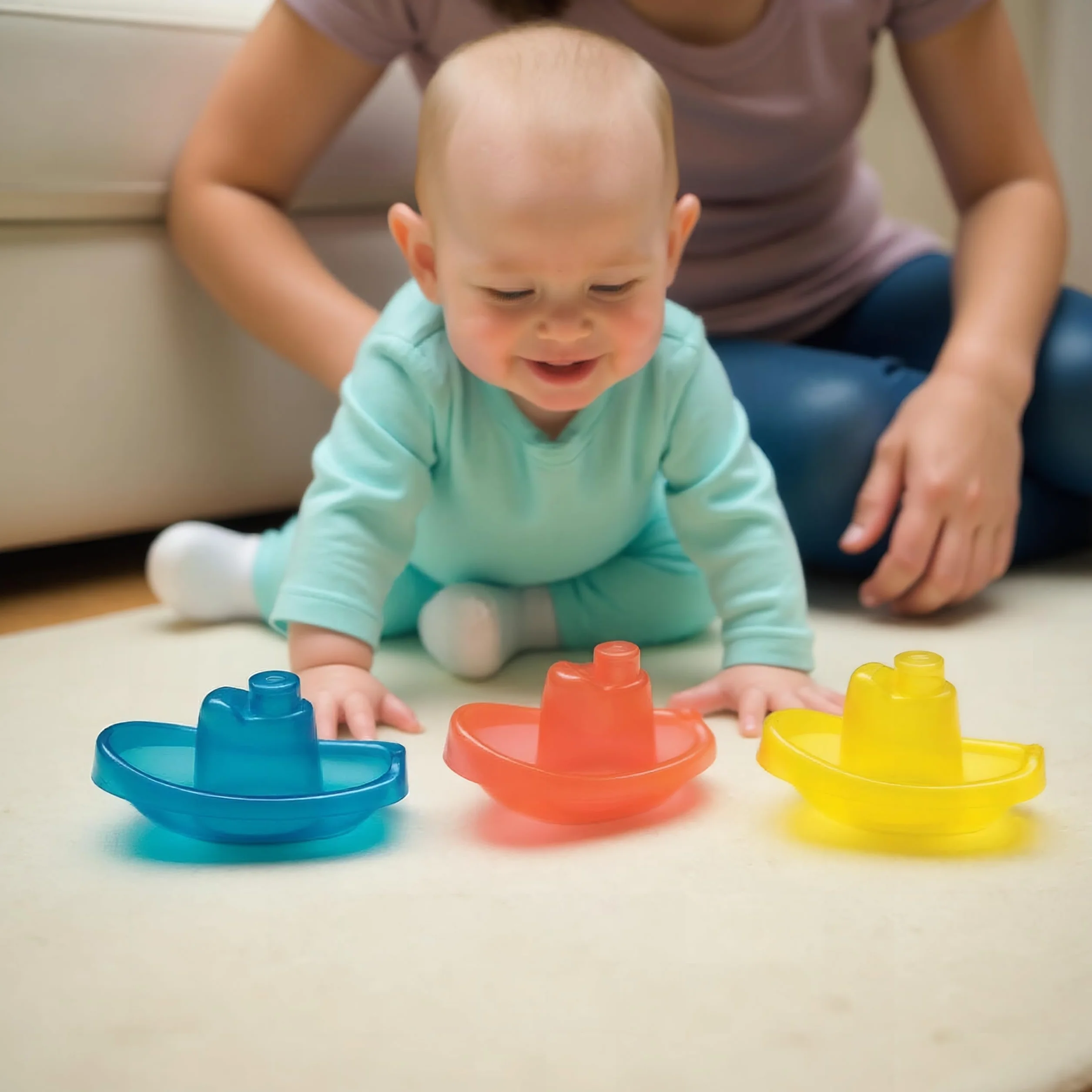 Playgro Łódki kąpielowe, 3 sztuki, nie zawierają BPA, od 6. miesiąca życia, kolor niebieski/czerwony/żółty, 40146