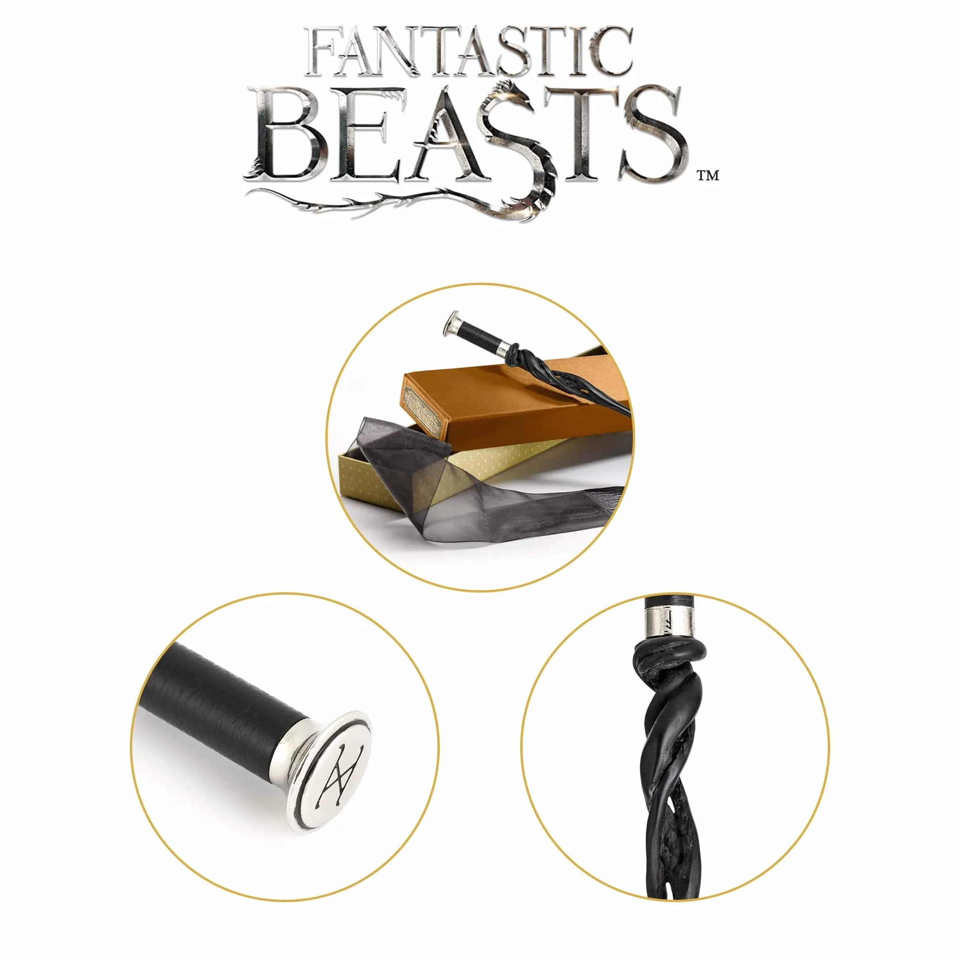 The Noble Collection - Albus Dumbledore's Wand in Collector's Box - 15.7in (40cm) High Quality Hand Painted Dumbledore Wand - Officially Licensed Fantastic Beasts Film Set Movie Props