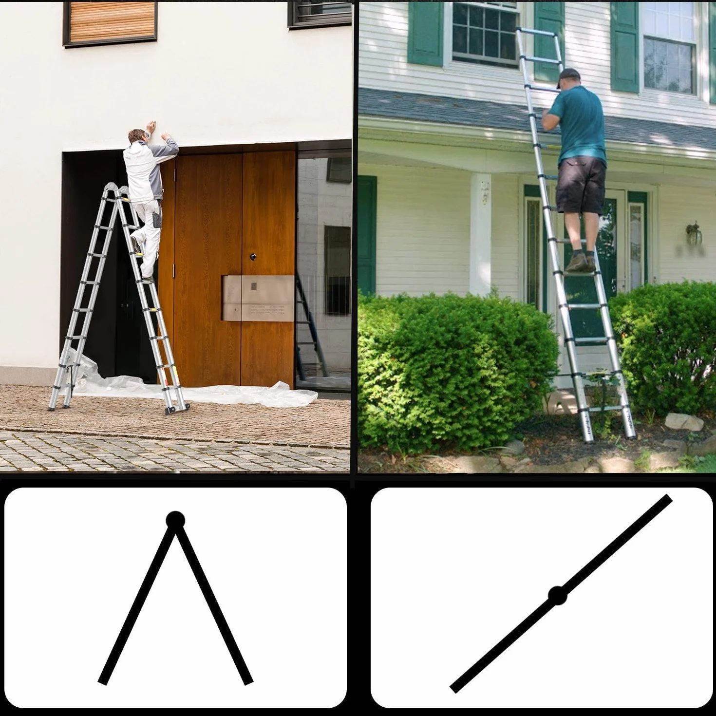 TREPPE Drabina teleskopowa Aluminium Dwustronne 5m (2,5m + 2,5m)