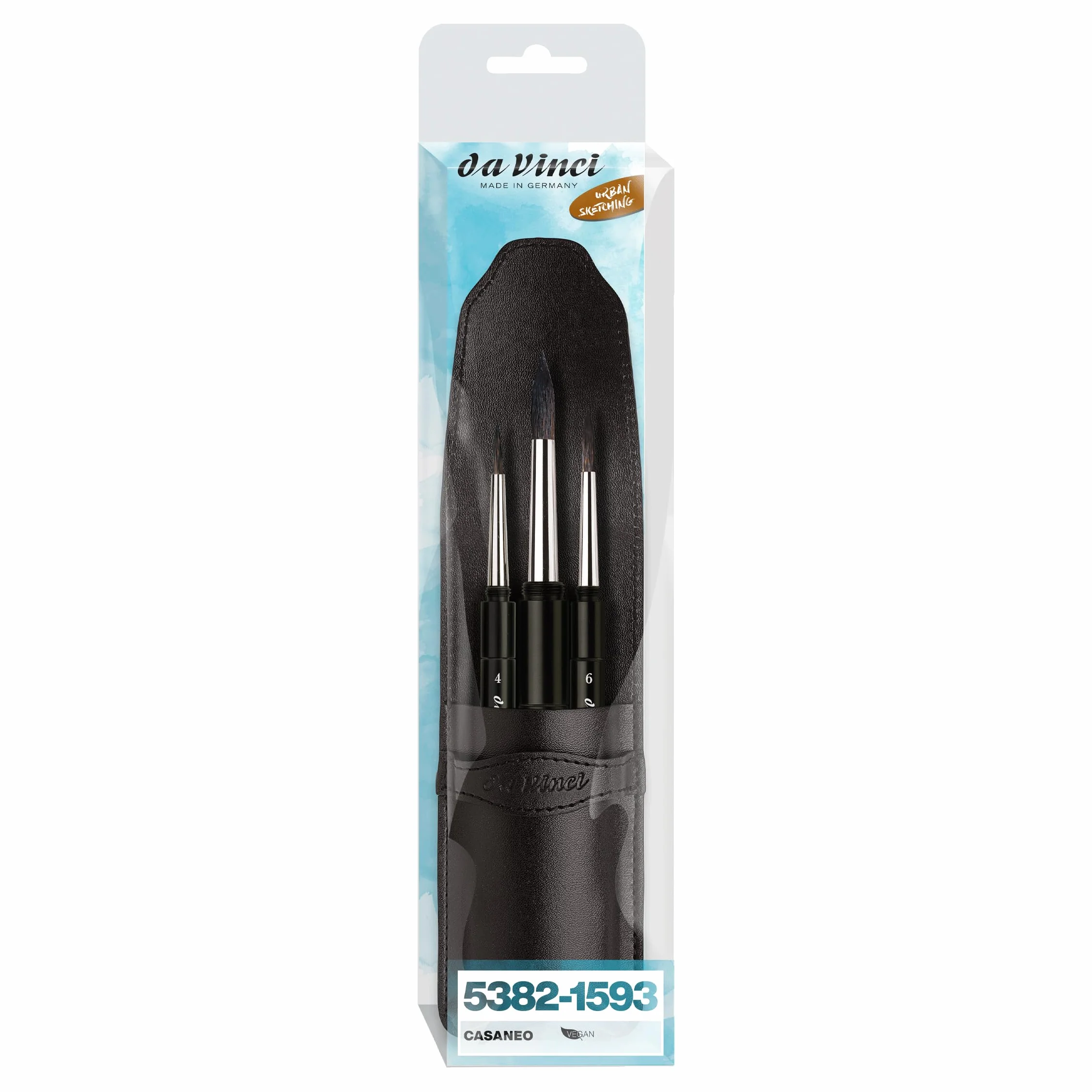 da Vinci Brushes Pędzle akwarelowe, skóra, czarne