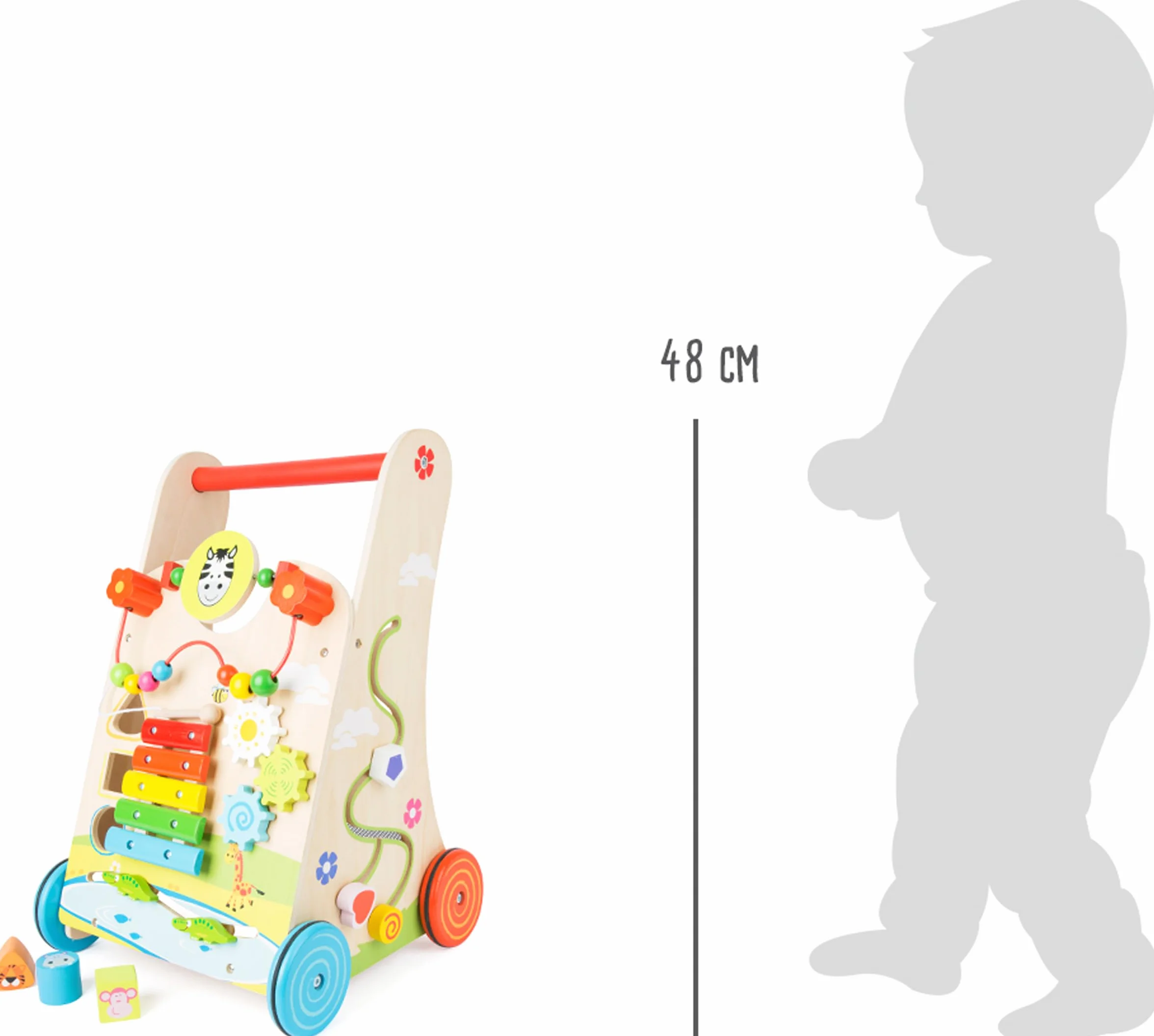 Small Foot 10606 Chodzik dla niemowląt, z drewna, z różnorodną zabawą dla dzieci w wieku od 2 lat