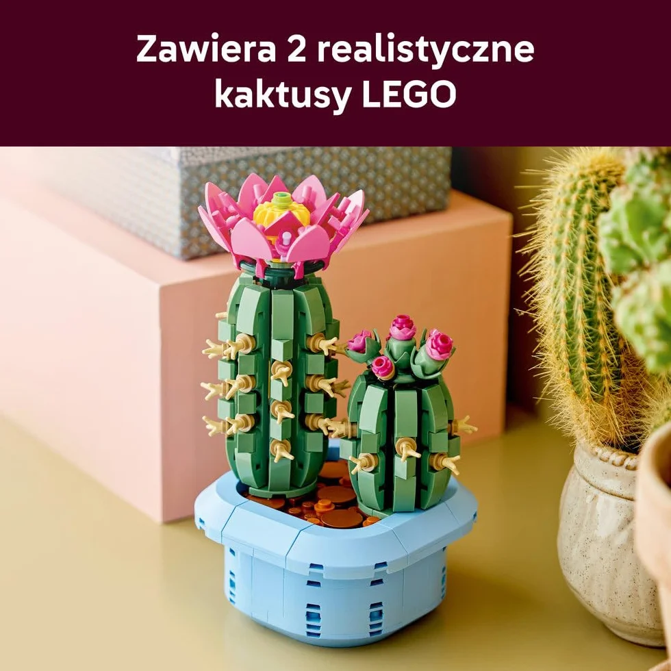 LEGO Botanicals Kwitnący kaktus, roślina ozdobna w doniczce do zbudowania, zestaw klocków dla dzieci, pomysł na prezent dla dziewczynek od 9 lat, chłopców i miłośników sztucznych kwiatów 11509