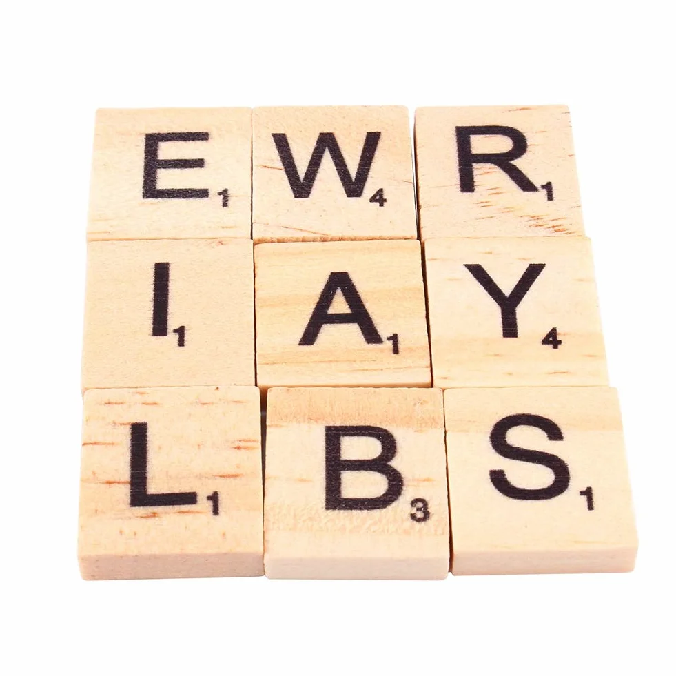 Drewniane Płytki Scrabble 100 Sztuk Z Literami Do Rzemiosła