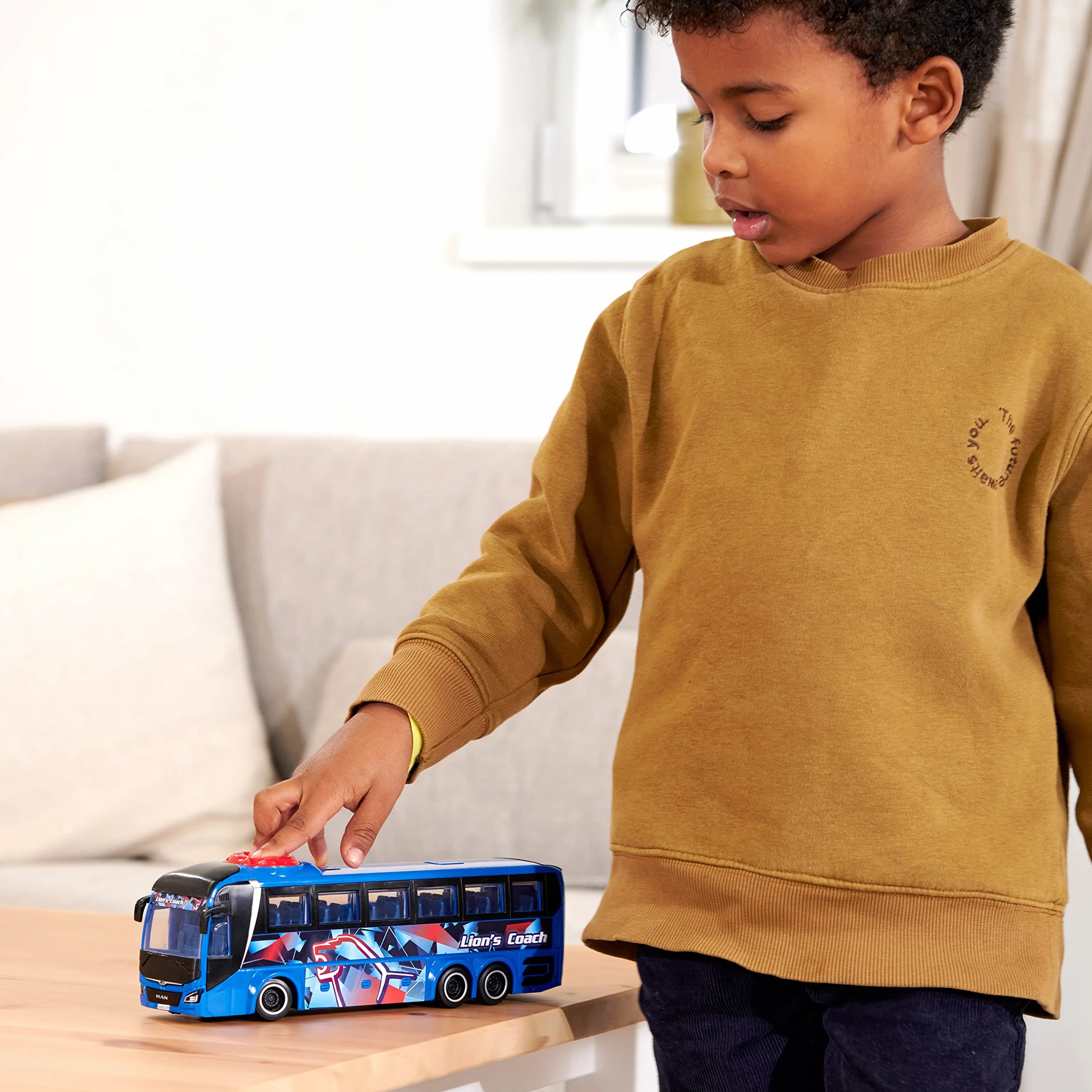 Dickie Toys Bus Man Lion's Coach Wolnobiegowy pojazd 27cm Zabawka dla dzieci Otwierane drzwi