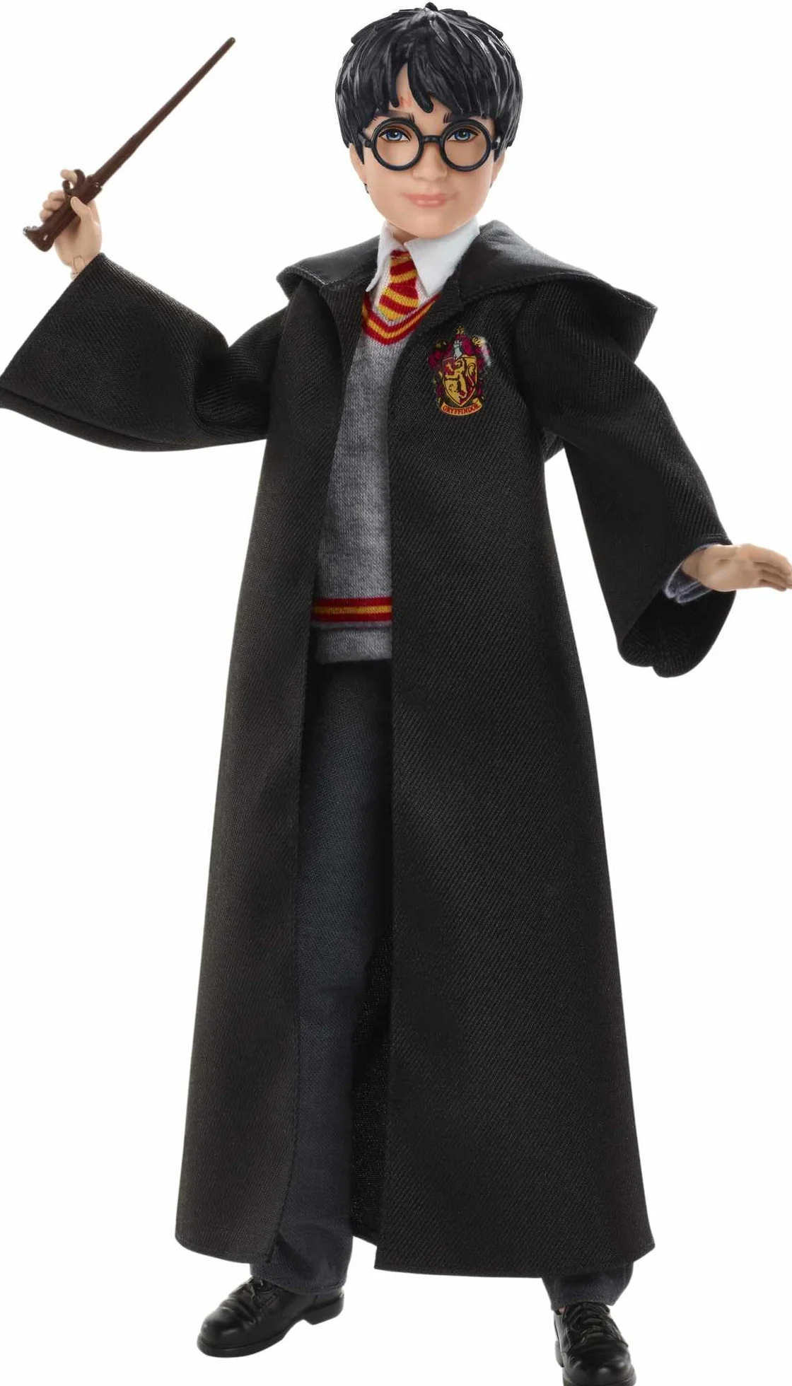 Mattel Harry Potter Lalka kolekcjonerska (wysokość: 26 cm) z mundurkiem Hogwartu, szatą Gryffindoru i różdżką, FYM50