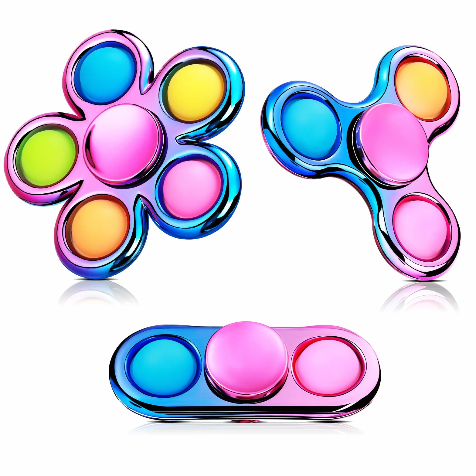 SCIONE Zestaw 3 Fidget Spinner Pop, Sensoryczna zabawka do ściskania bąbelków, pomaga w ADHD, lękach i stresie
