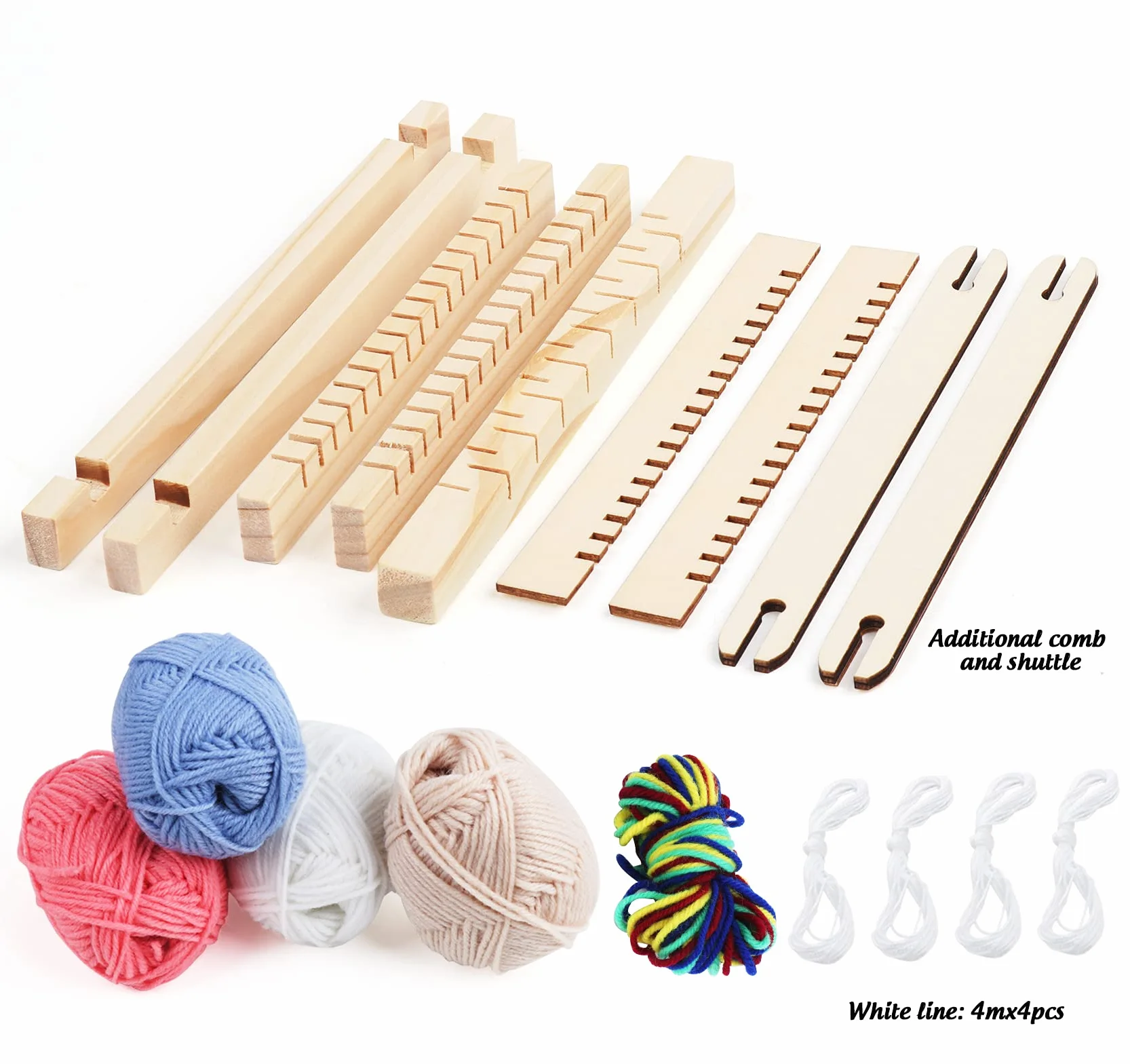 Zestaw do tkania dla dzieci - DIY drewniany ram tkacki 22 x 17 cm z kolorową wełną i akcesoriami - Idealny dla początkujących