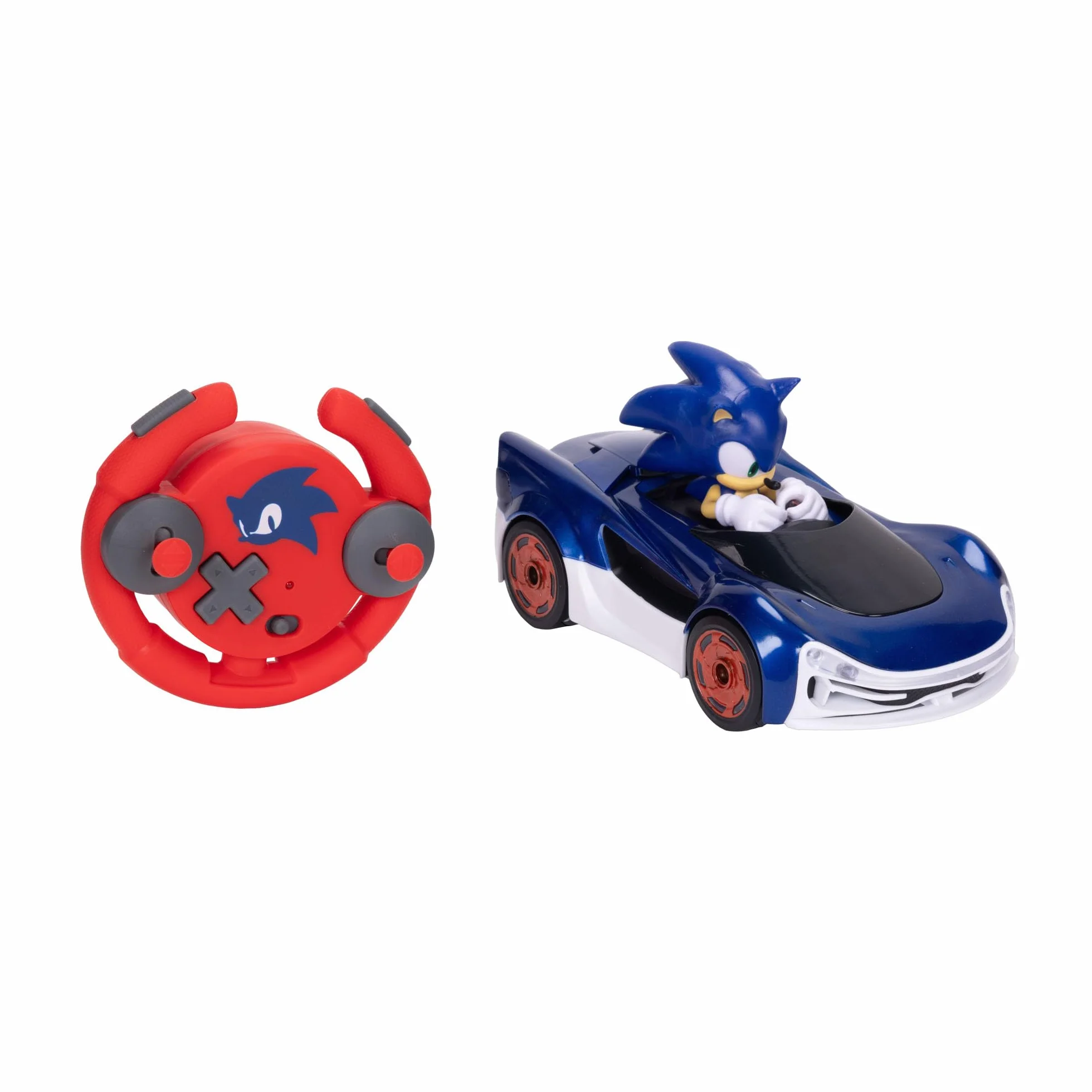 Sonic the Hedgehog Speed Star Lightning Drifting RC Oficjalnie licencjonowany przez Jakks Pacific - Zdalnie sterowane samochody z podświetlanymi kołami, gra interaktywna z czerwonym pilotem na baterie