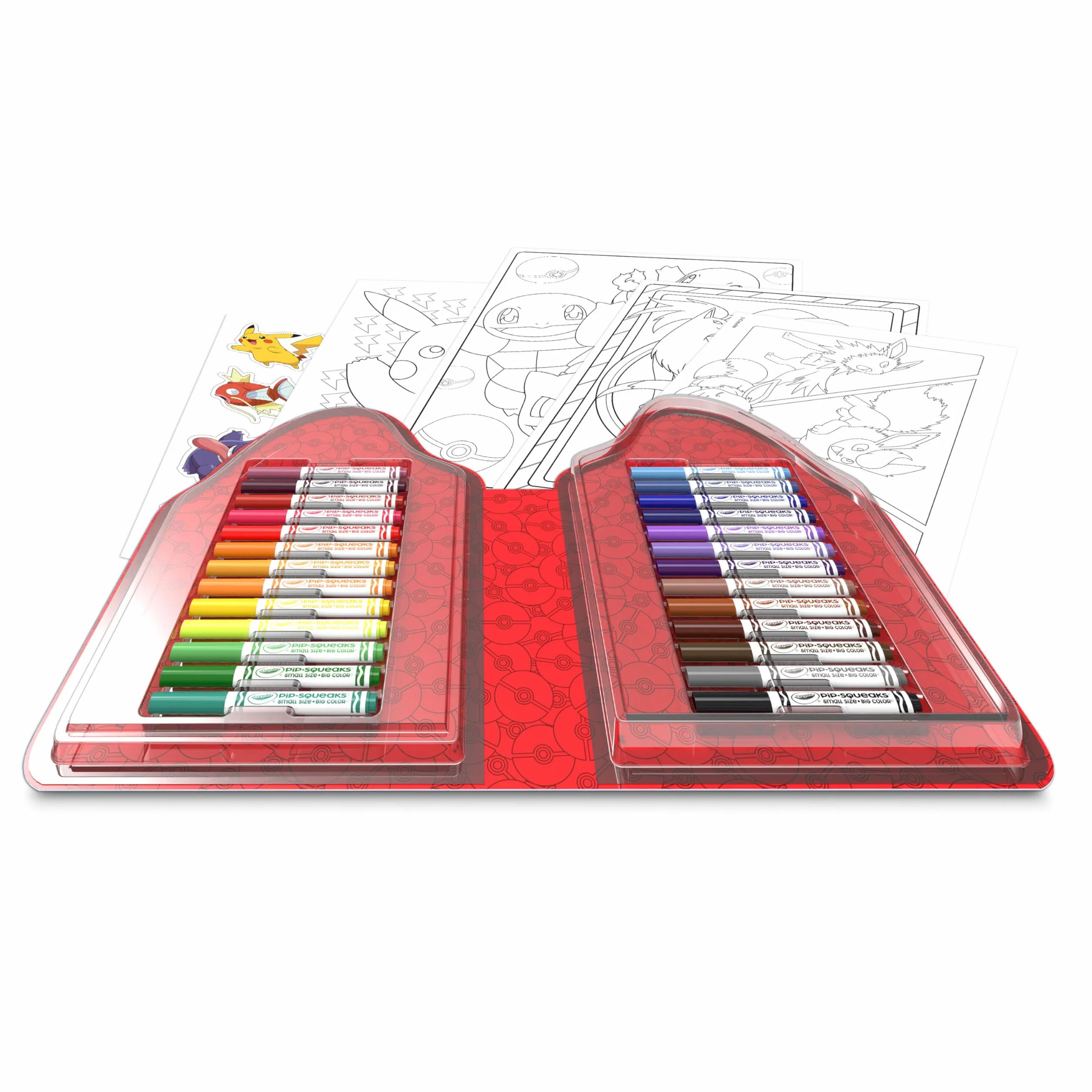 Crayola - Walizka artystyczna z naklejkami Pokemonów, zestaw zawierający flamastry, strony do kolorowania, naklejki, 45 elementów, kreatywny prezent dla dzieci od lat 5, 04-0785