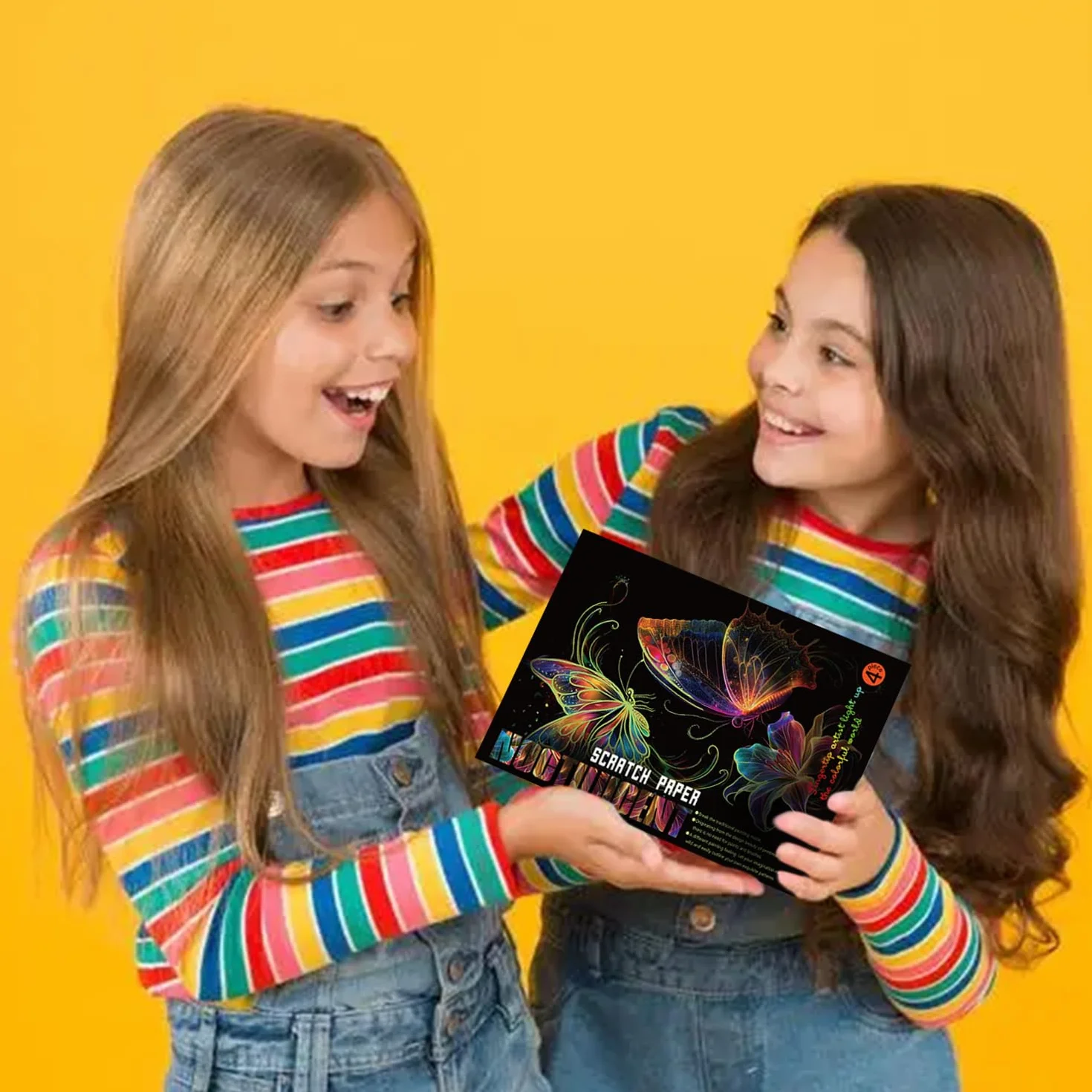 Georgie Porgy Zestaw obrazków do zdrapywania dla dzieci i dorosłych, Magic Rainbow A4, papier do zdrapywania na Boże Narodzenie, urodziny, z zestawem narzędzi do zdrapywania (świecący w nocy motyl +