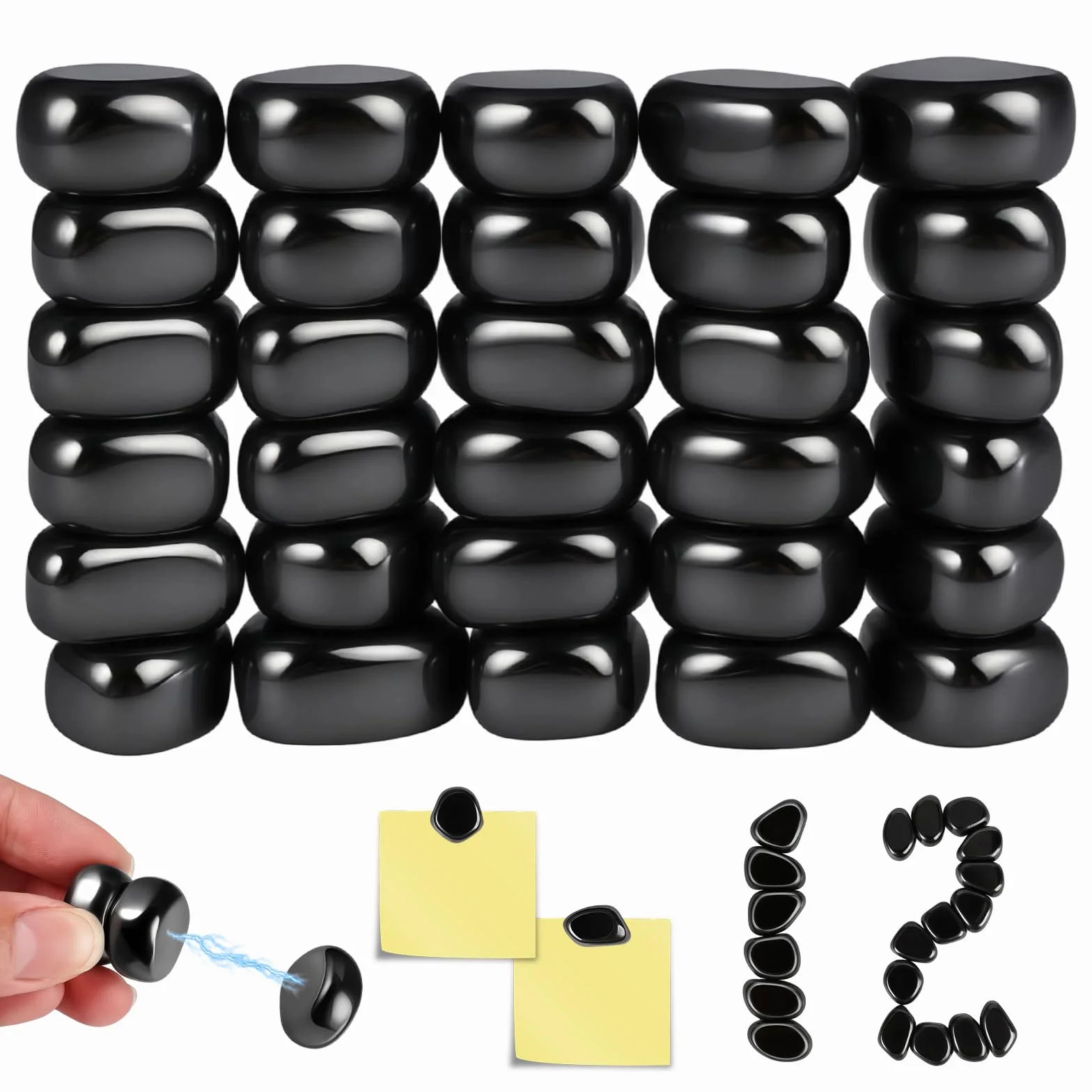 30 sztuk kamieni magnetycznych z hematytu, czarne, nieregularne magnesy, na spotkania rodzinne, kemping, do