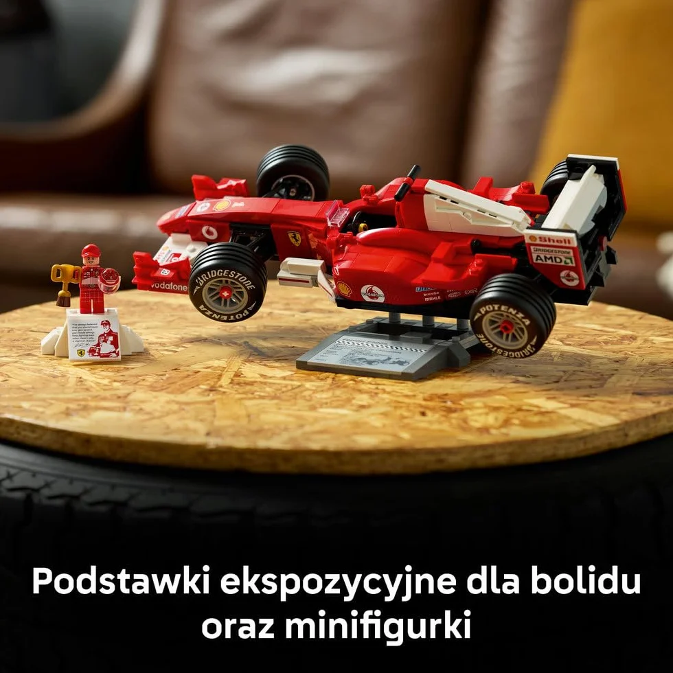 LEGO Icons Ferrari F2004 i Michael Schumacher, zestaw konstrukcyjny dla dorosłych z modelem bolidu F1, kolekcjonerski samochód wyścigowy, pomysł na prezent dla mężczyzny i kobiety 11375