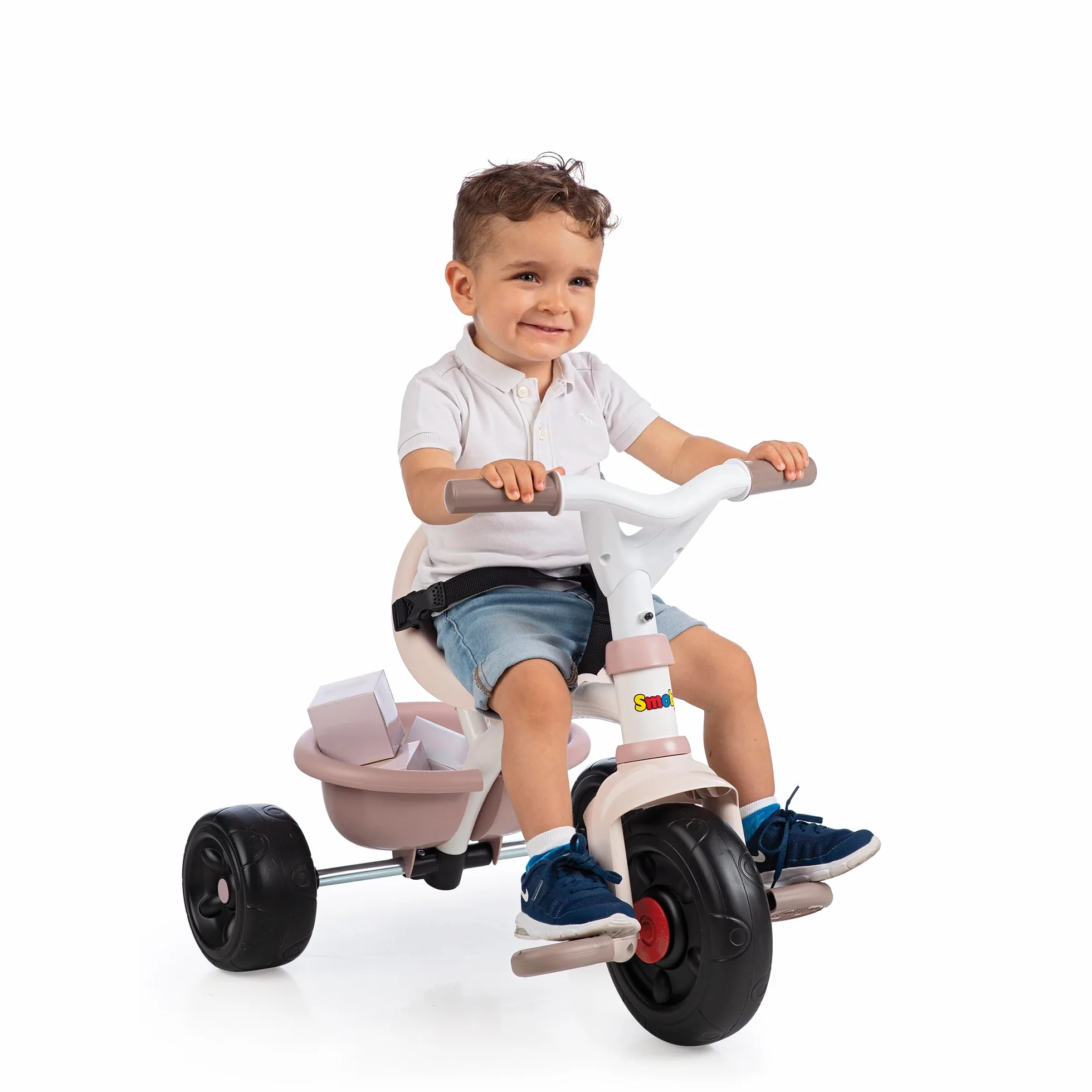 Smoby - Be Fun Pink Tricycle - Regulowana laska dla rodzica do 95 cm i zdejmowana - Pas bezpieczeństwa - Od 15 miesięcy - Wyprodukowano w Hiszpanii