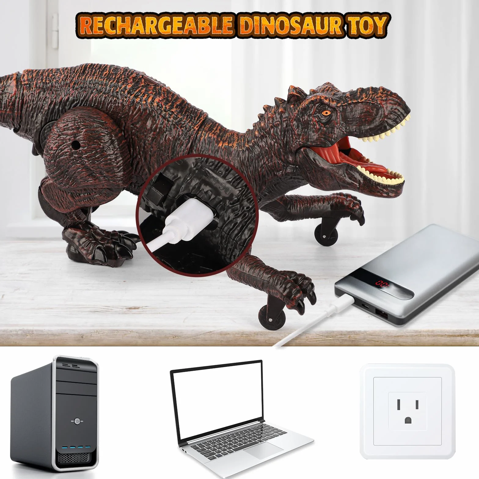 Zabawka dinozaur dla dzieci, zdalnie sterowane dinozaury 2,4 GHz ze sprayem, rykiem, światłem, interaktywne roboty RC Dino z możliwością ładowania Prezent dla chłopców, dziewczynek w wieku 6+ lat
