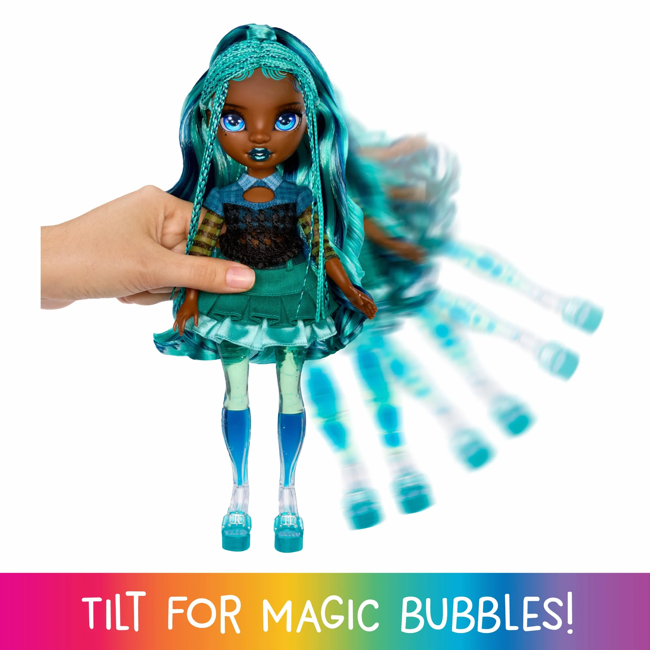 Rainbow High Sparkle & Shine Doll - Misty - 28 Cm Modna Lalka z Niebieskimi Włosami i Magicznymi Bąbelkami w Nogach. Koloruj, Stylizuj,Baw się i Kolekcjonuj, Dla Dzieci w Wieku od 4 do 12+ Lat