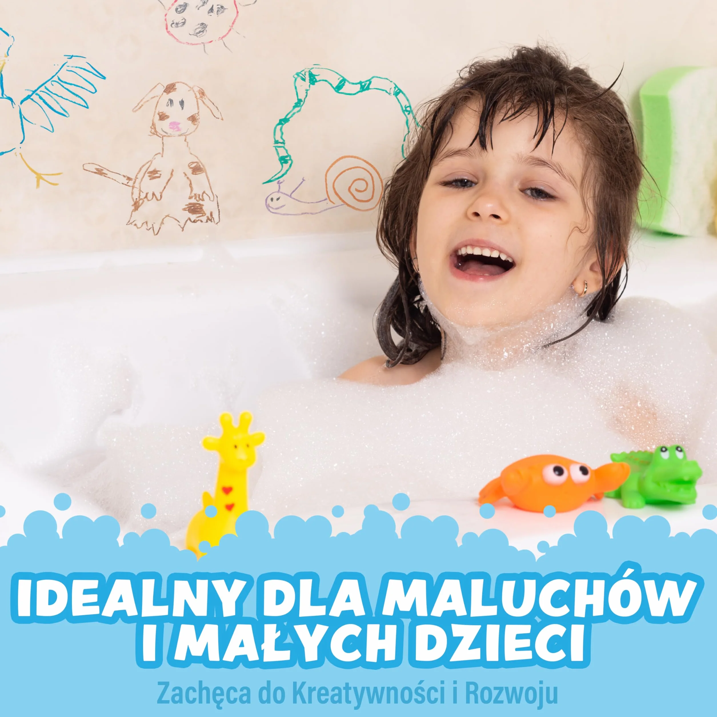 Tub Works® Kredki Do Kąpieli, 12 Sztuk | Nietoksyczne, Zmywalne Kredki do Kąpieli Dla Maluchów & Dzieci | Gładko & Żywo Rysować Na Mokrych & Suchych Ścianach Wanien | Kąpieli z Sześciokątnym Uchwytem