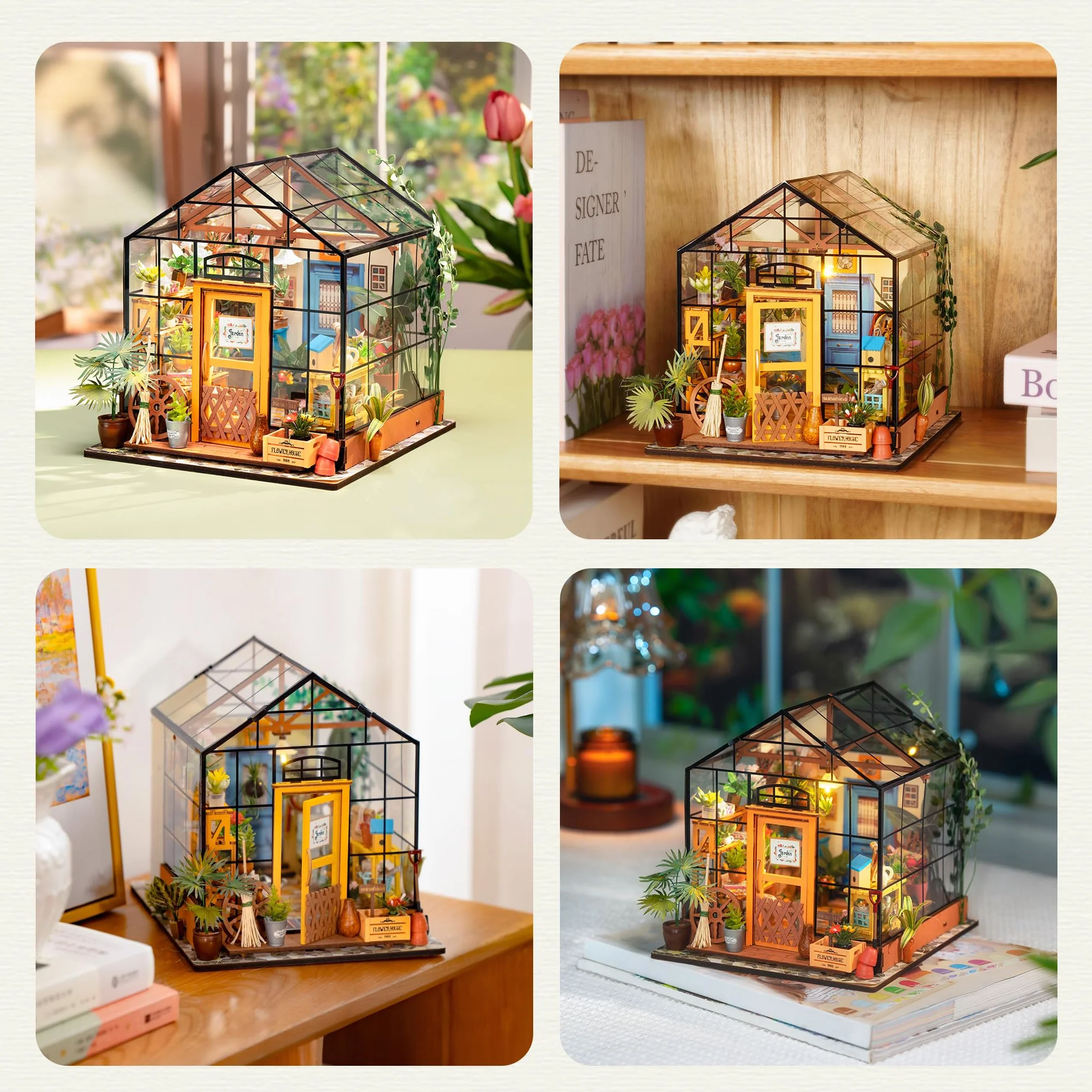 Rolife DIY miniaturowy domek dla lalek zestaw w skali 1:24 drewniana szklarnia mini meble domowe kobiety dziewczyny chłopcy prezent urodziny Boże Narodzenie walentynki