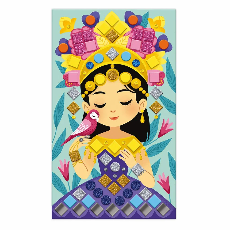 Janod - Princesses and Fairies Mosaics Set - Les Ateliers Du Calme - Kid'S Creative Leisure Kit - Teaches Fine Motor Skills and Concentration - Ages 5 and Up, J07962