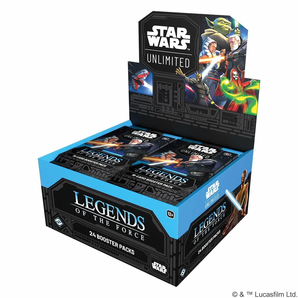 Asmodee - FFG - Star Wars: Unlimited Trading Card Game - Legends of The Force - wyświetlacz booster (24 pakiety Booster) - TCG dla dzieci i dorosłych, w wieku 12+, 2+ graczy, 20 minut, język angielski