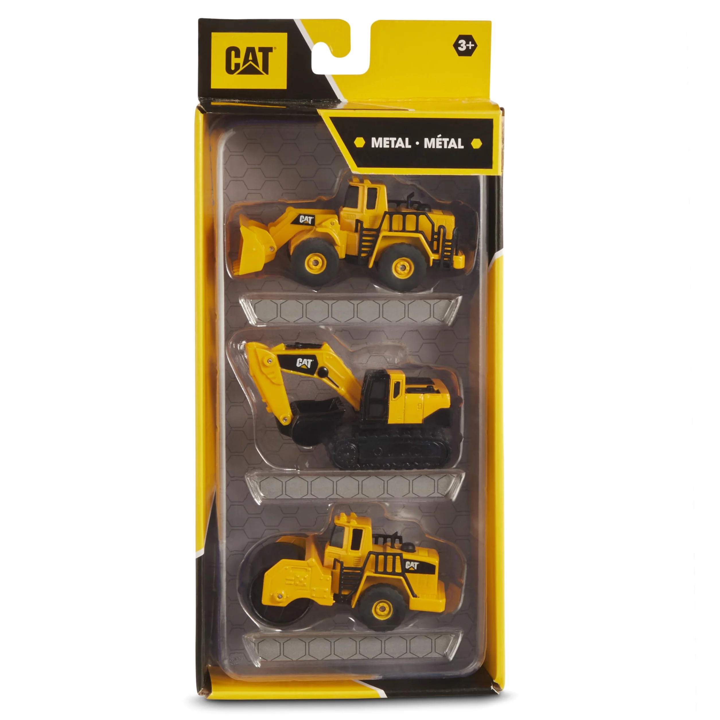 Caterpillar by Funrise 82274 METALL 3 PACK - ŁADOWA KOŁA, BAGGER & PRZESYŁKA DUSA, czarna