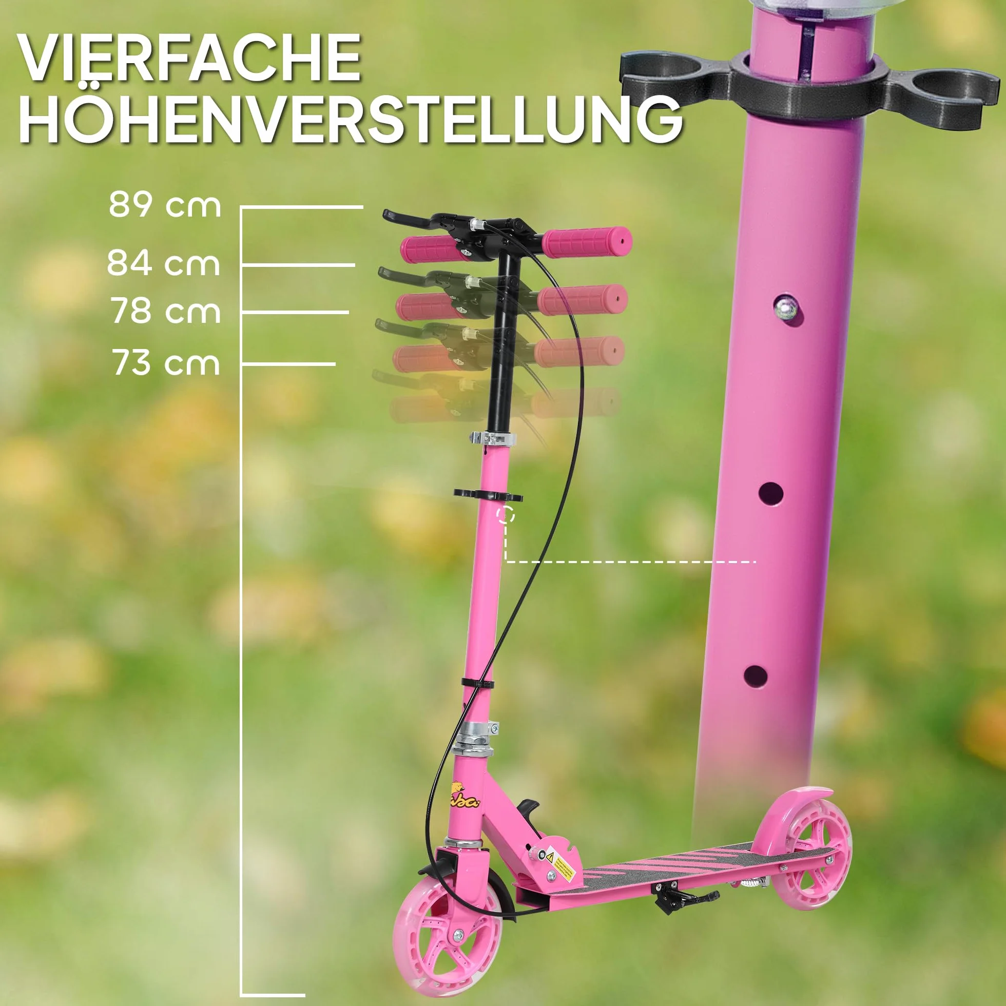 AIYAPLAY Kinderroller klappbar höhenverstellbar mit leuchtenden Rädern Bremse Kickscooter für Kinder 3-8 Jahre bis 50 kg