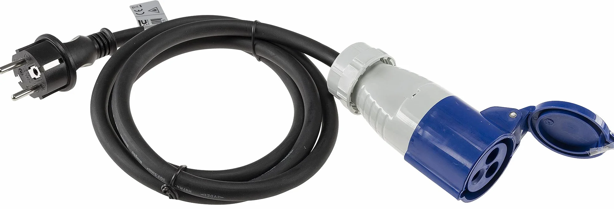 ChiliTec CEE Adapter kabla 1,5 m do gniazda uziemienia, IP44, ochrona przed rozpryskami wody, 230 V/16 A, 3-pinowy, do biwakowania, łodzi, kampera, przyczepy kempingowej