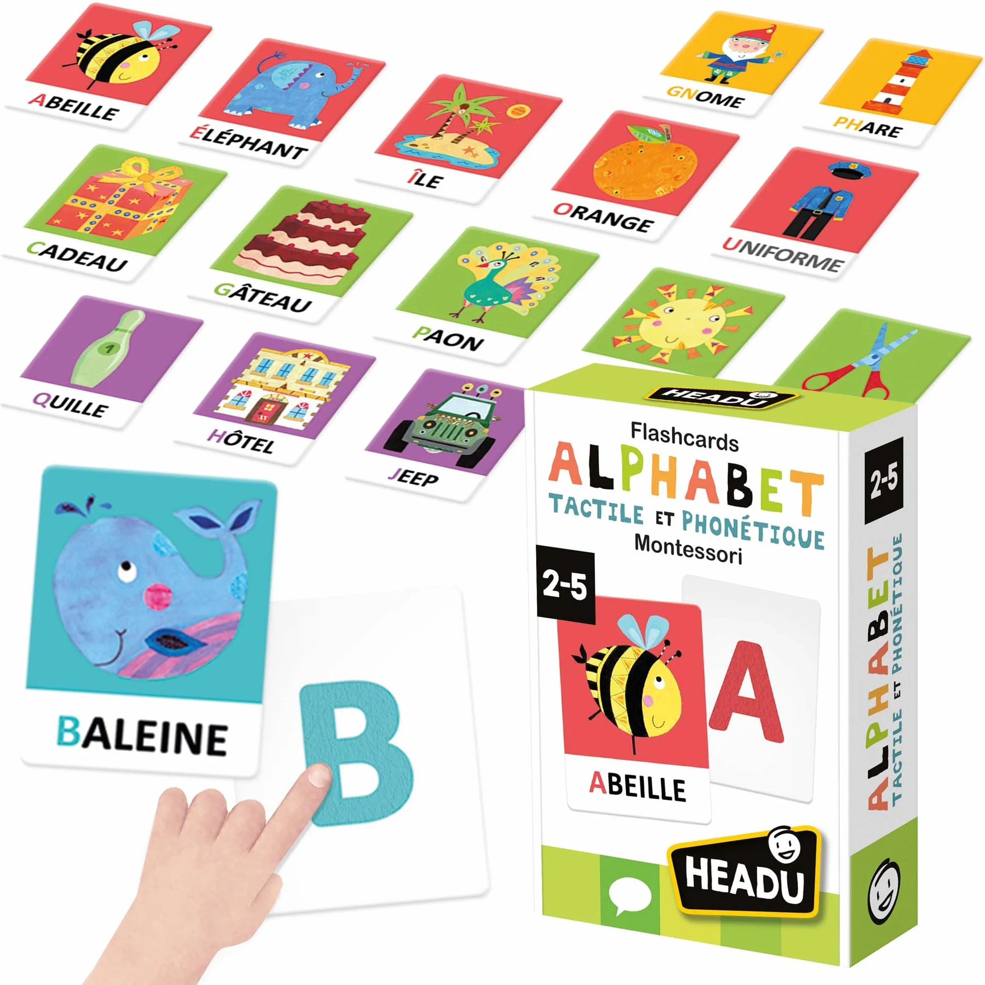 Headu Flashcards Alfabet dotykowy i fonetyczny Montessori