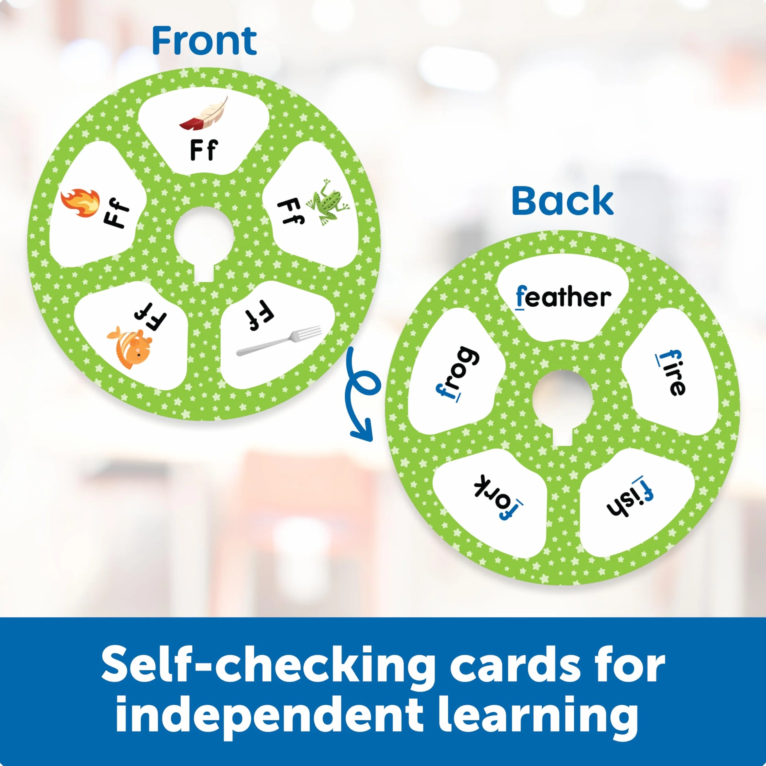 Learning Resources Konstruktorzy umiejętności! Koło quizu z literami, karty Flash z alfabetem, gry do czytania, Sight Words Flash Cards Kindergarten, Ages3+, 28 sztuk