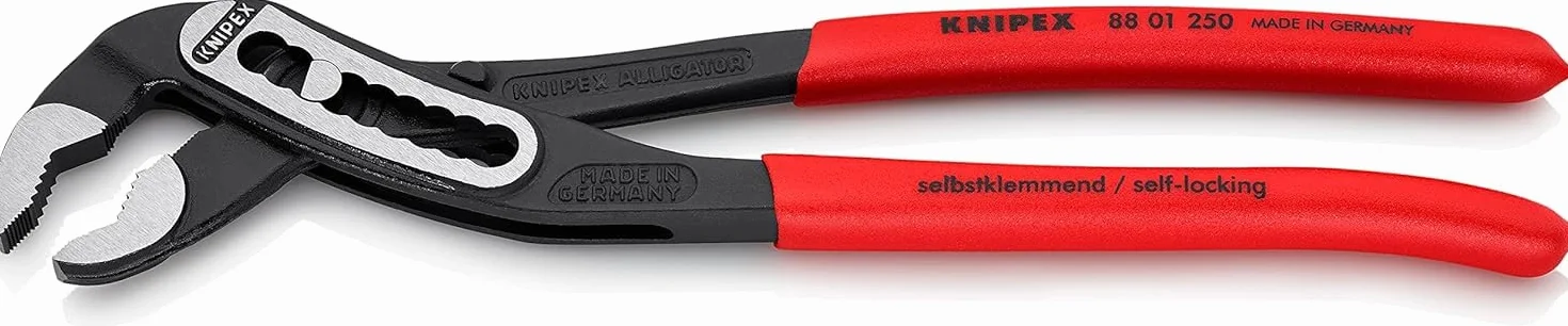 KNIPEX Alligator Szczypce nastawne do rur w opakowaniu z zawieszką pokryte antypoślizgowym tworzywem sztucznym, 88 01 250 SB