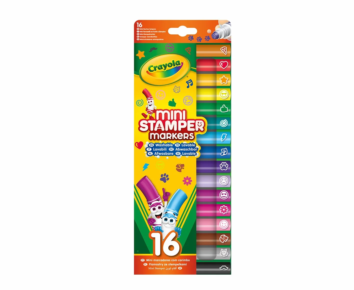 CRAYOLA 16 zmywalnych markerów ze stemplem Pip Squeaks różne kolory od 3 lat