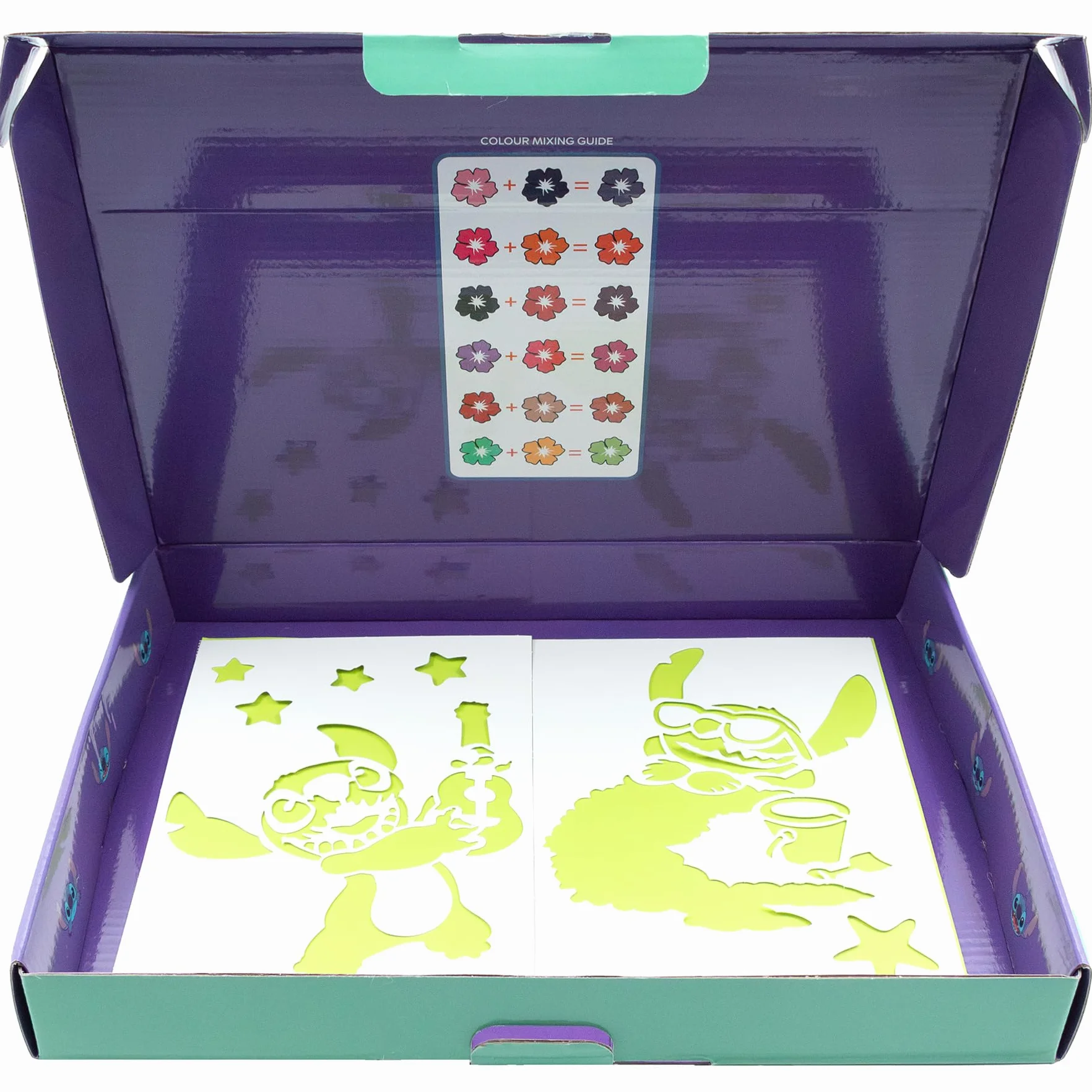 Disney - Lilo & Stitch - zestaw pisaków w sprayu na biurko - kredki dla dzieci - zestaw do malowania z kolorowymi kredkami i szablonami do malowania (ST23368)