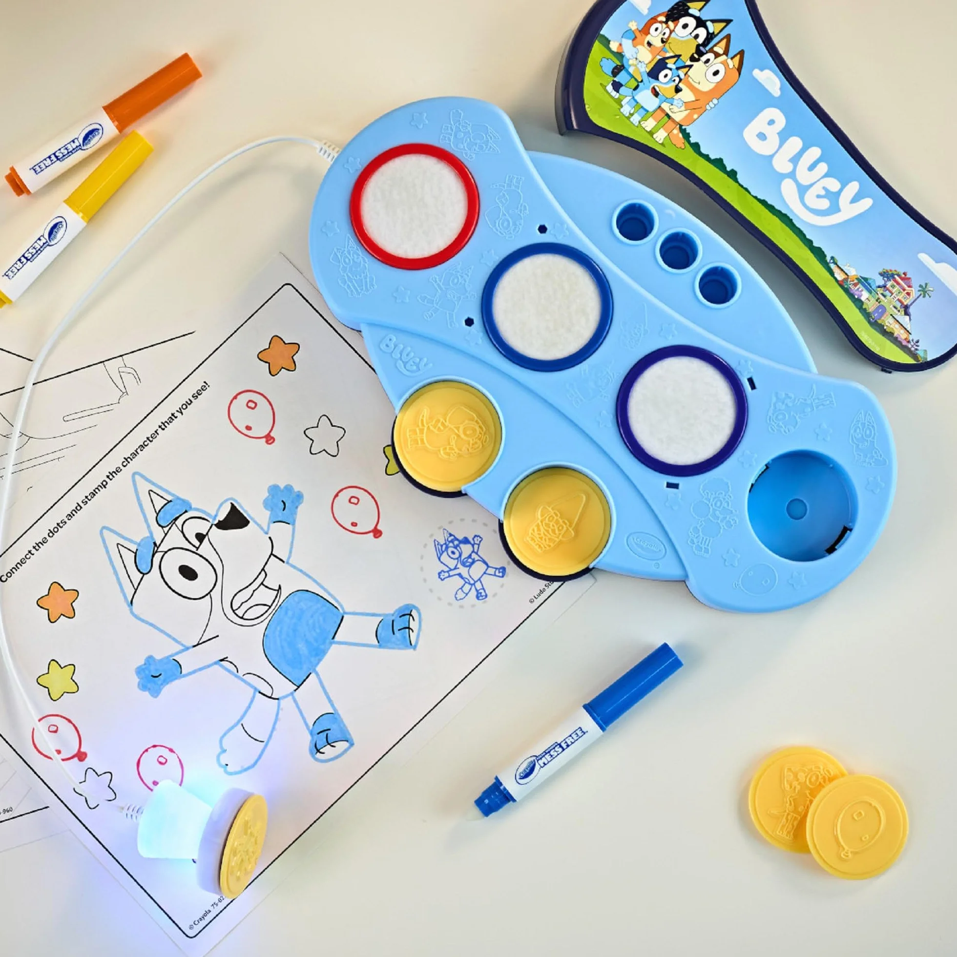Crayola - Color Wonder stemple świecące niebrudzące Bluey, kreatywne zajęcia i prezent dla dzieci od lat 3, 75-0274