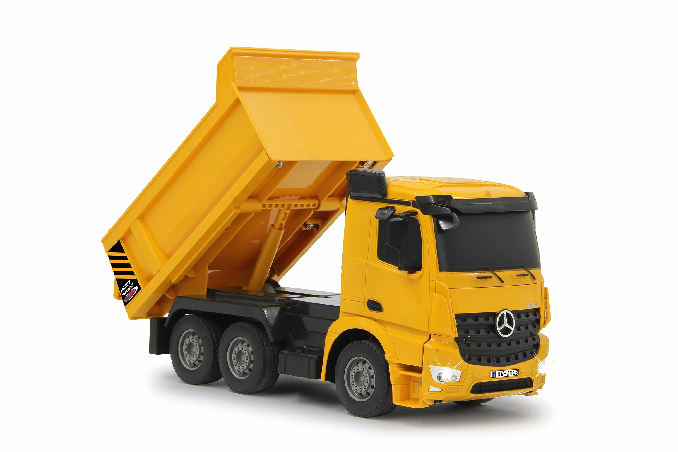 JAMARA 405108 – wywrotka Mercedes Arocs 1:26 2,4 G – wgłębienie uchylne w górę/w dół, światło z przodu, profilowane gumowe opony
