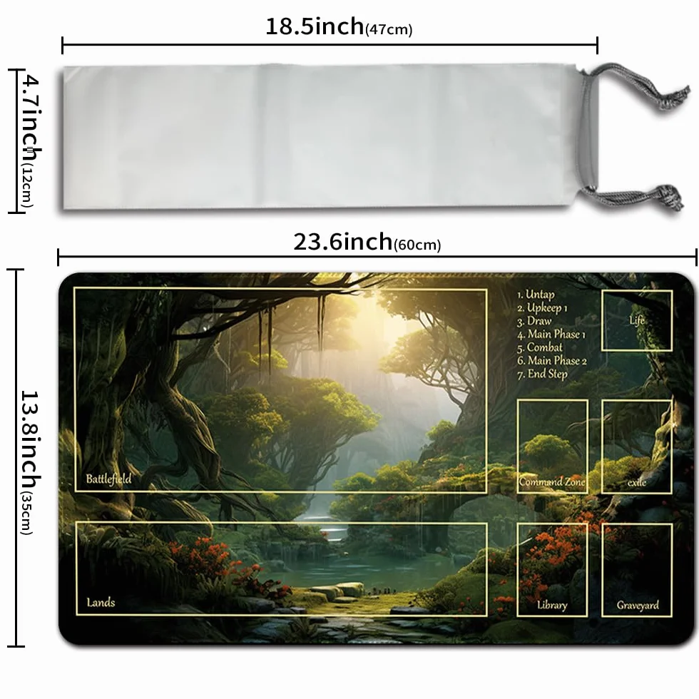 Gra planszowa MTG Playmat + darmowa wodoodporna torba, obszyte krawędzie, gładka gumowa powierzchnia, mata do zabawy MTG ze strefami (oryginalny anioł lotu alabastrowy) (MTG (15))