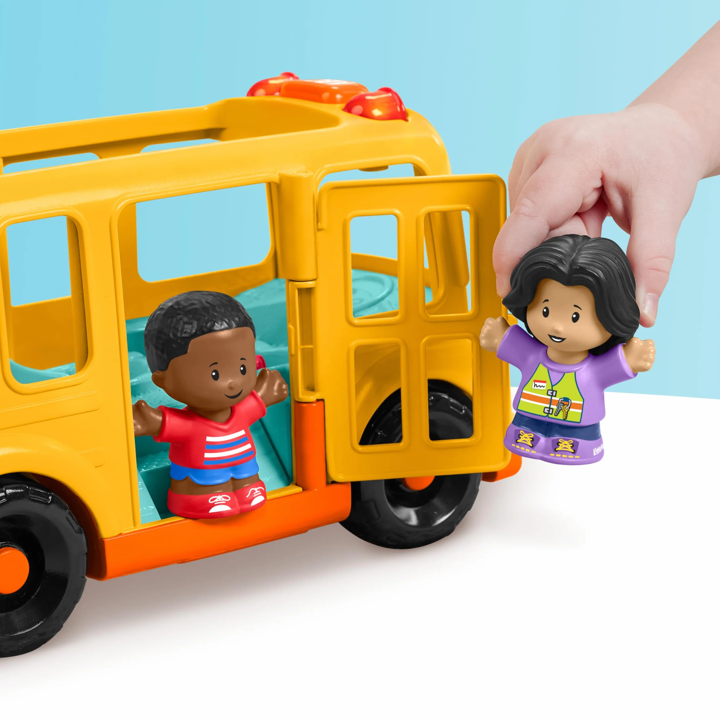 Fisher-Price Little People muzyczny pojazd szkolny z 2 figurkami, dla dzieci od 1 roku, wersja wielojęzyczna, HYT03