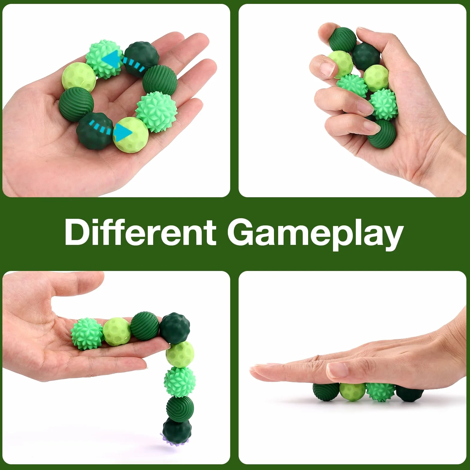 Zestaw 8 zabawek magnetycznych fidget, silikonowe kulki magnetyczne, kulki antystresowe, silikonowe zabawki sensoryczne - antystresowe i relaksacyjne (Zielony)