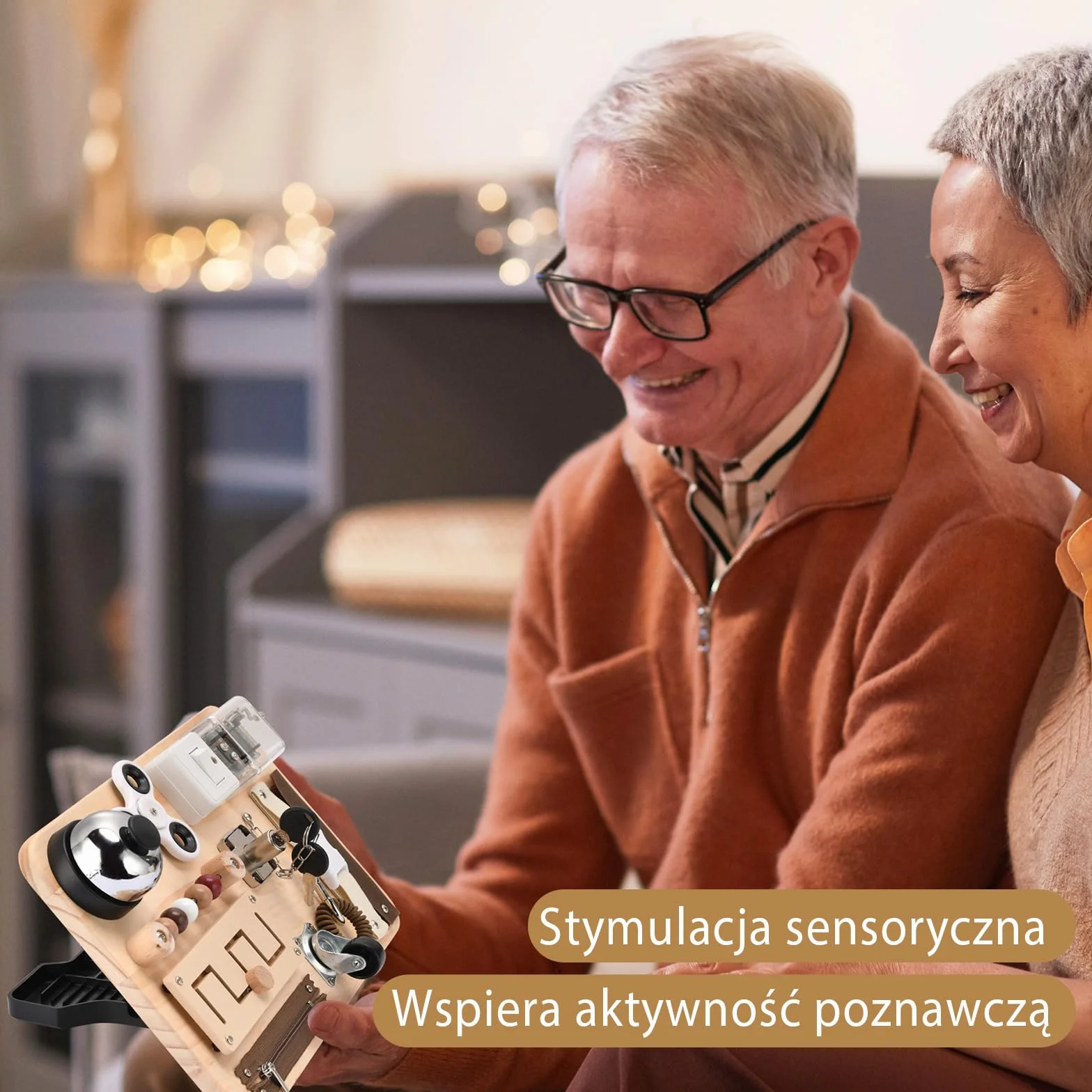 Multisensoryczna tablica manipulacyjna typu fidget dla seniorów – ćwiczenia motoryki, koncentracji i pamięci przy demencji, Alzheimerze, ADHD i autyzmie
